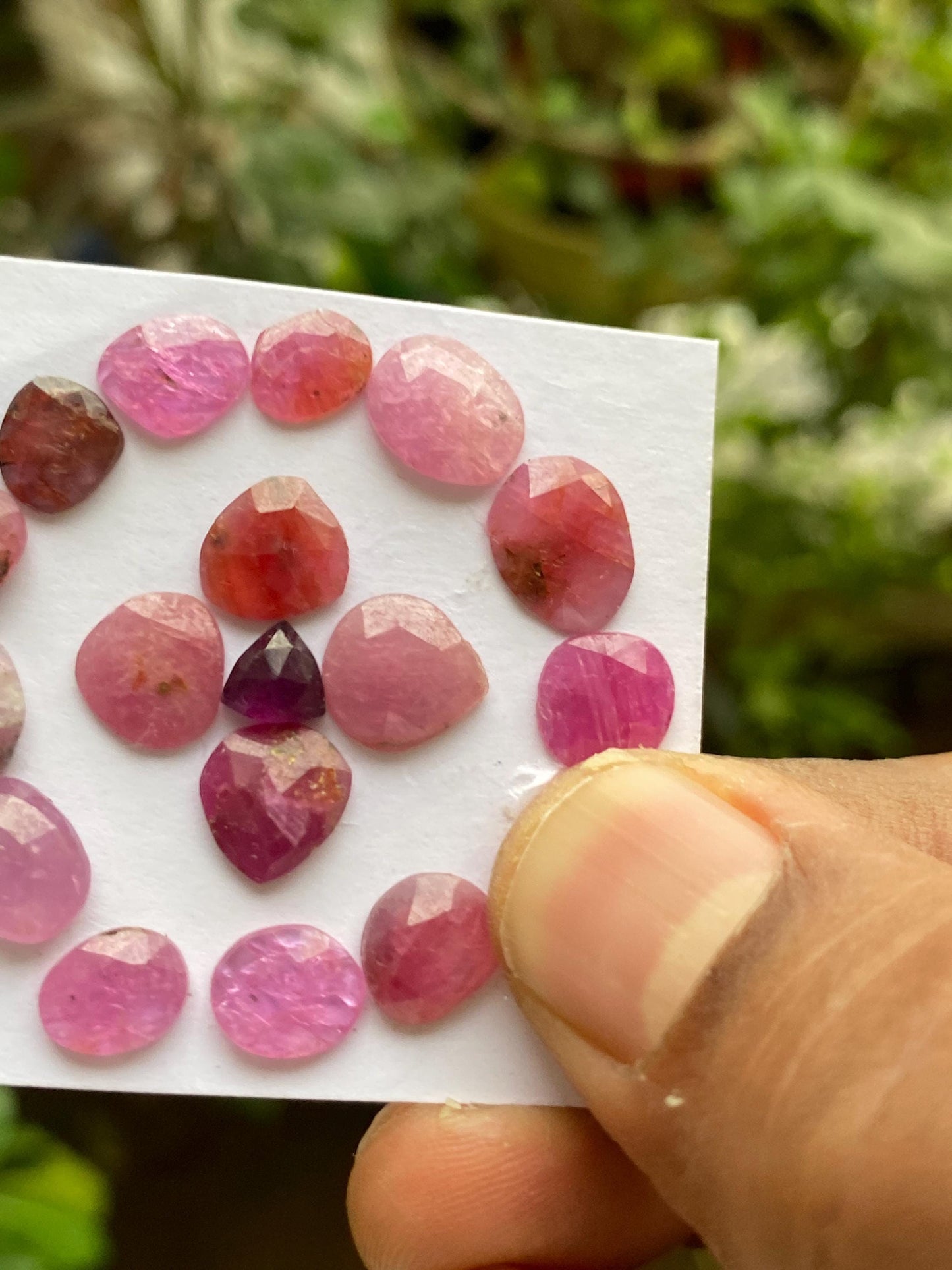 Stunning Rare mozambique mines ruby freeform heart egg rose cut wt 28 cts pcs 17 size 7x5.8mm-9.6x7.8mm ruby rosecut flatbacks