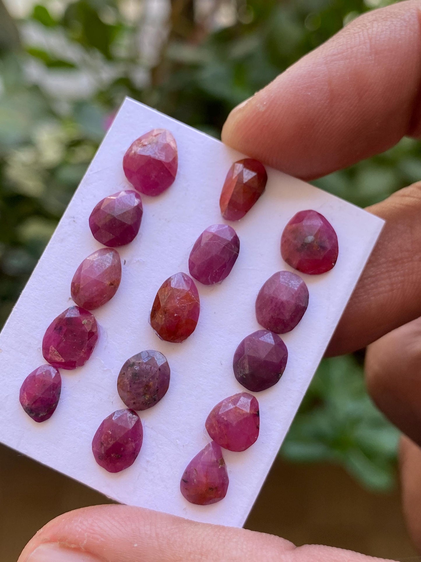 Ravishing Rare mozambique mines ruby pear rose cut wt 21.85 cts  pcs 15 size 7x5mm-9x7mm ruby rosecut flatbacks