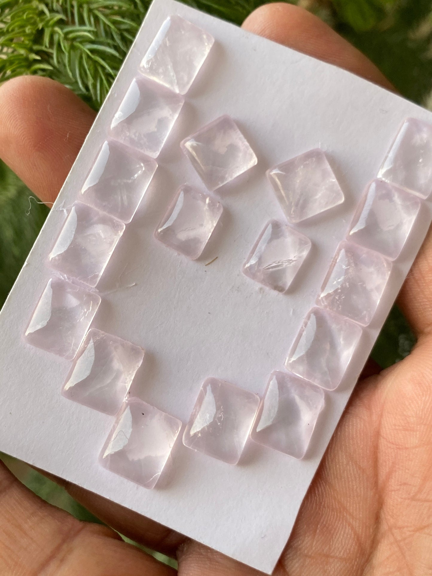 Beautiful Rare rose quartz sugar loaf cabochon  weight 75 carats pcs 17 size 10.5x8-13x10mm rose quartz  sugarloaf cabochon