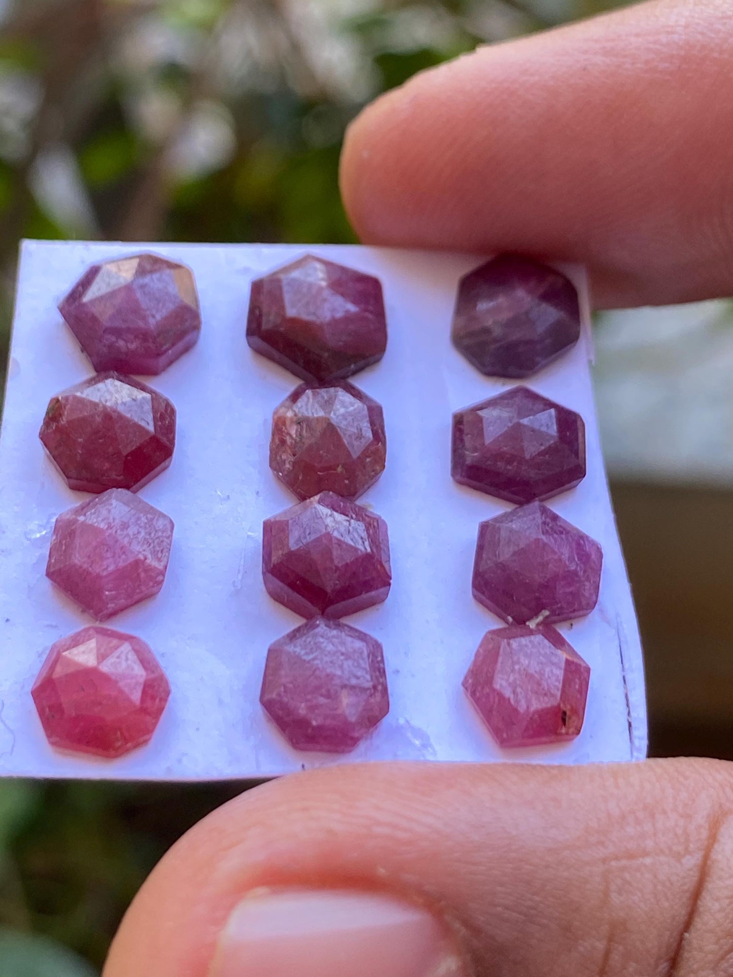 Impressive  Rare Kenya mines ruby hexagon step cut wt 18.30 cts  pcs 12 size 6.8x6.5mm-9.1x8mm ruby stepcut hexagon flatbacks