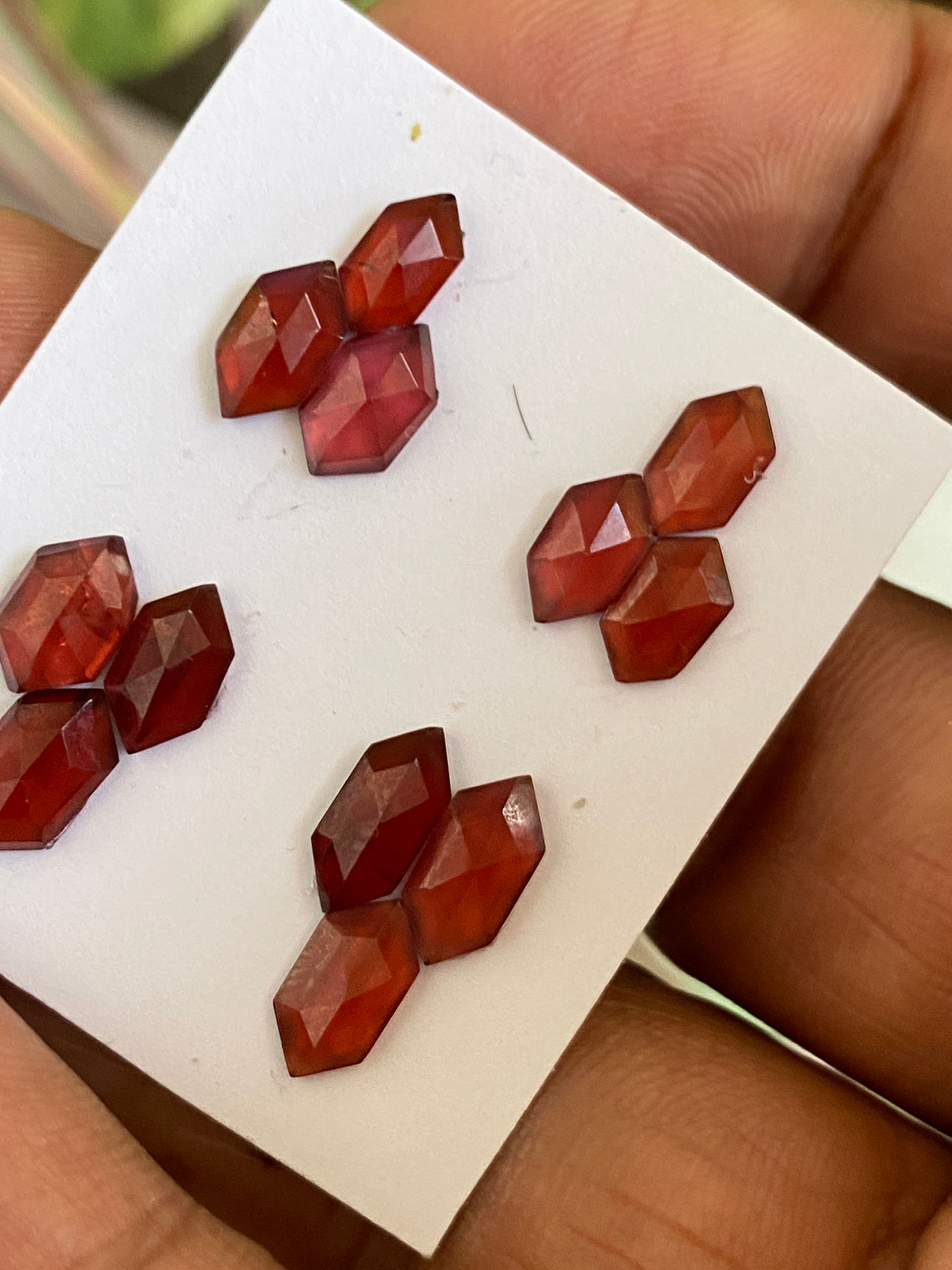 Vivacious  Red garnet hexagon step cuts aaa quality wt 11.5 cts pcs 12 size 7.7x4.8mm-9.5x5mm red  garnet stepcut hexagons