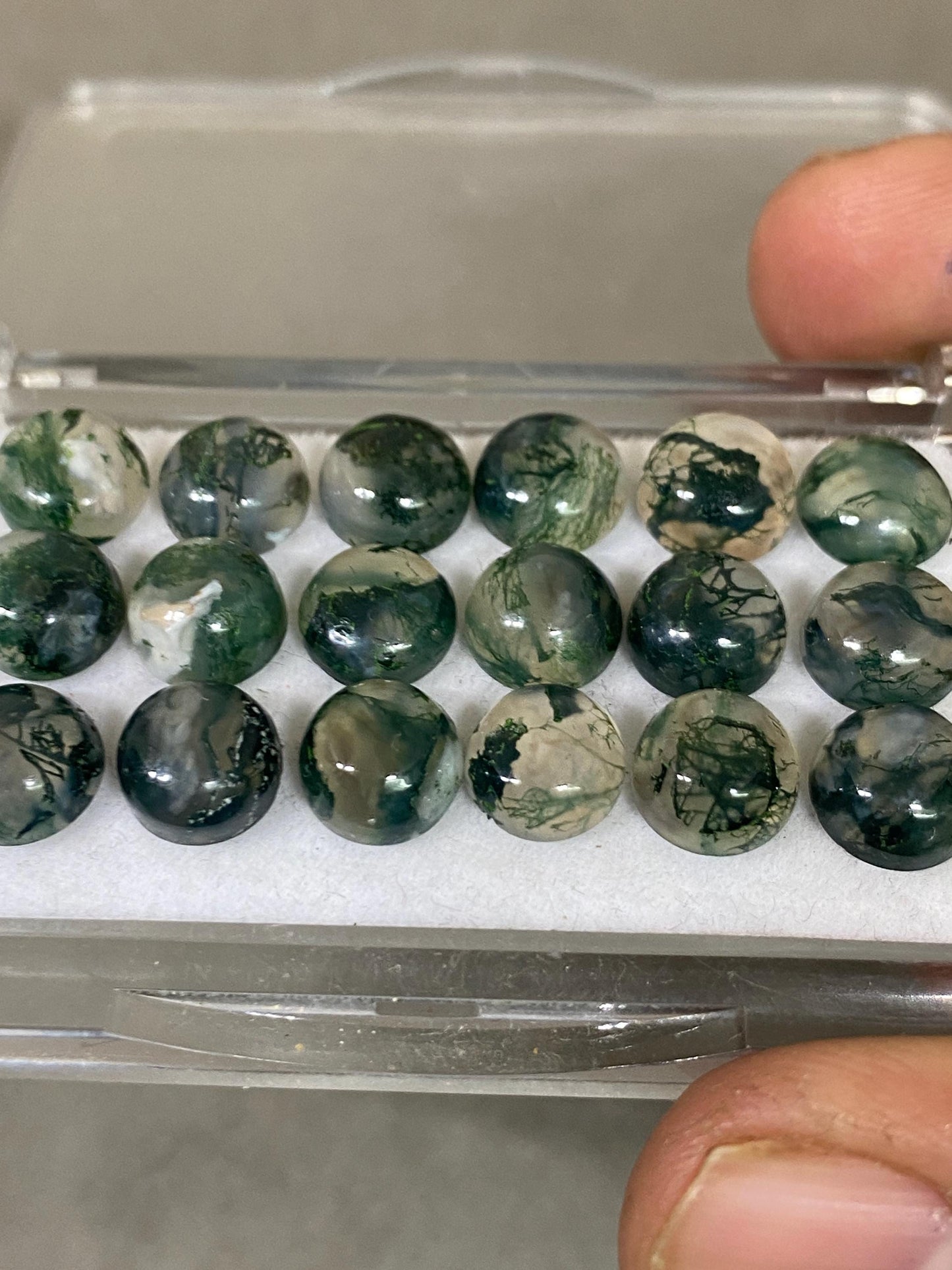 Stunning Rutiliated multi agate moss agate round cabochons flats wt 41.70  carats size 8mm pcs 18 smooth Round gems fancy agate