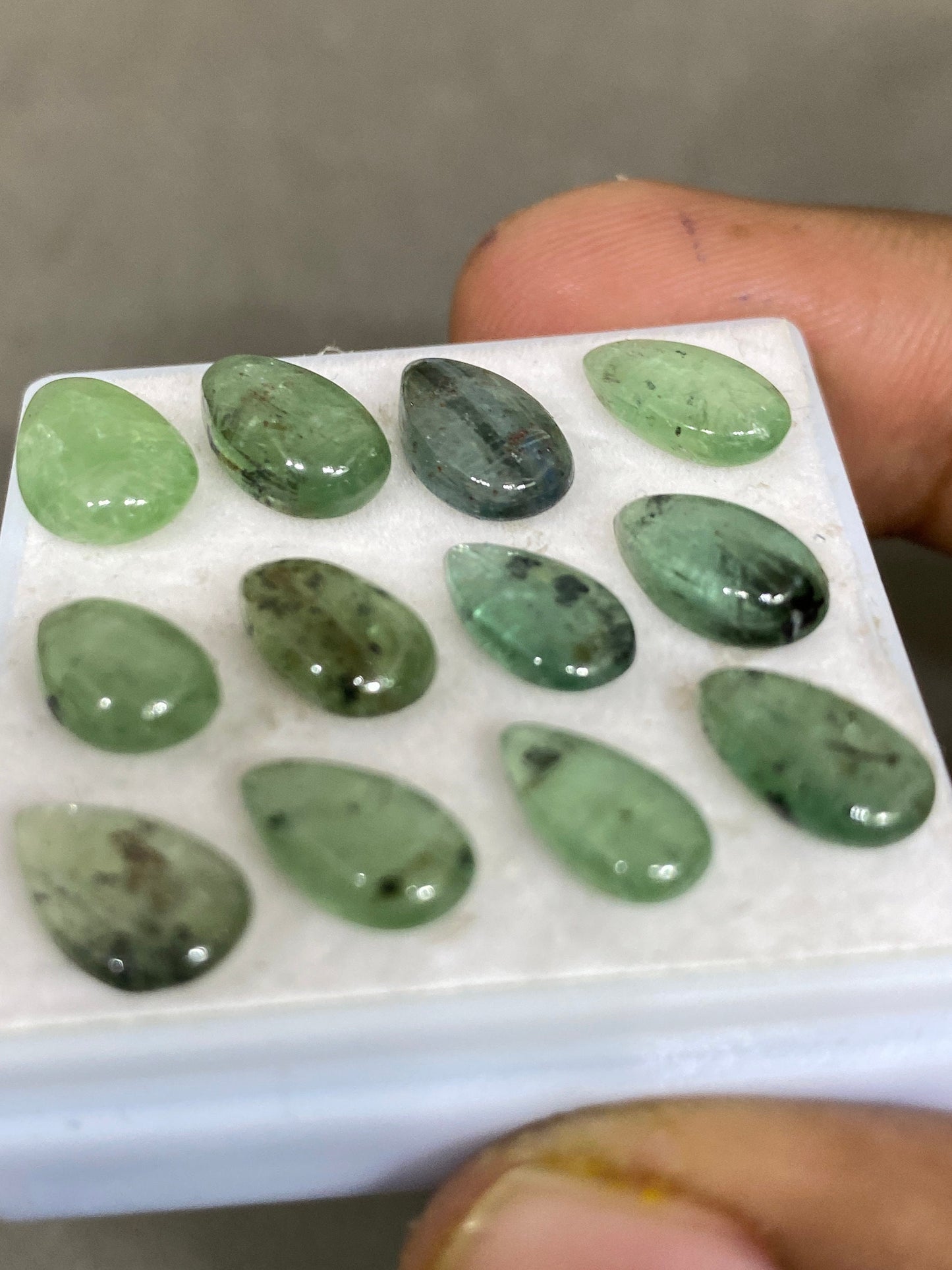 Rare moss green kyanite pear cabochon fine quality wt 29 carats size 10.6x6.5mm-11.9x6.8mm pcs 12 moss green cabochon smooth polished