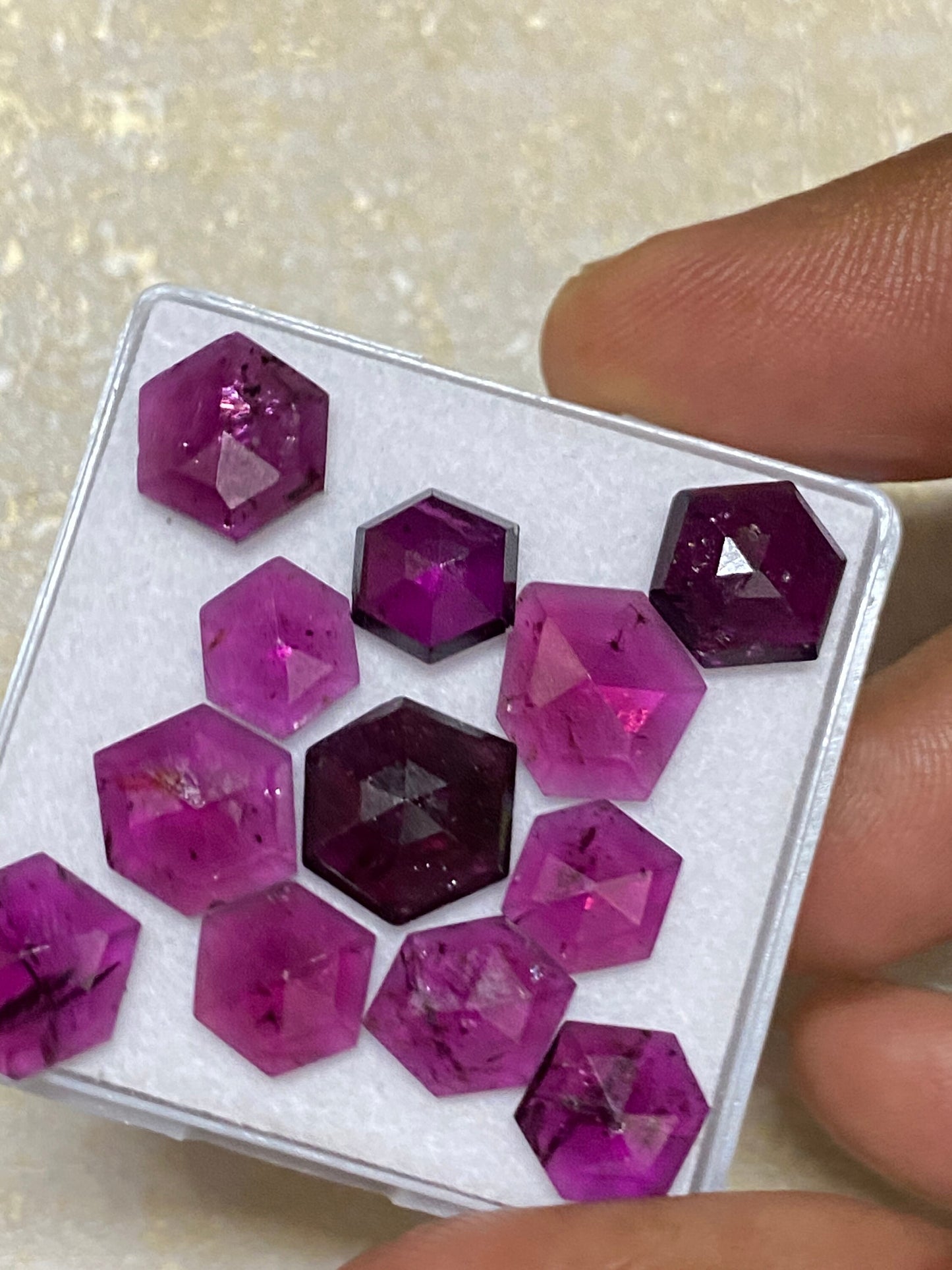 very rare Rhodolite pink garnet hexagon step cut aaa quality Kenya mines wt 37 cts pcs 12 garnet 9x7-11mm Rhodolite hexagons