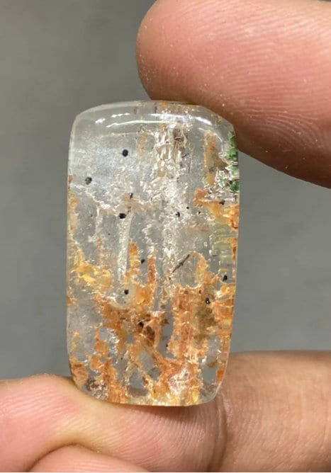 Stunning Rare Lodolite garden quartz cabochon rare yellow purple garden rough unpolished back pendant supply