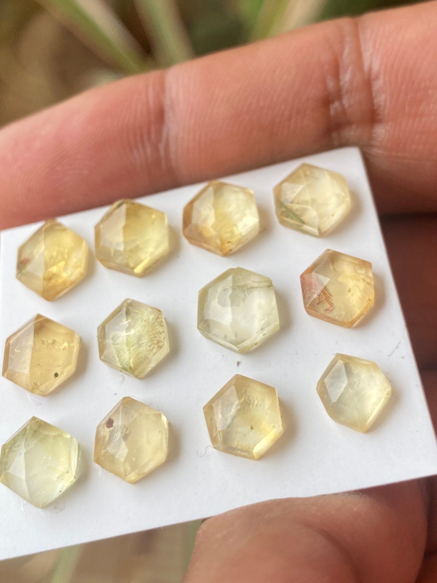 Alluring citrine hexagon shape step cut weight 19 carats pcs 12 size 7.6x6.1mm-10.1x7.7mm citrine hexagon shape stepcut