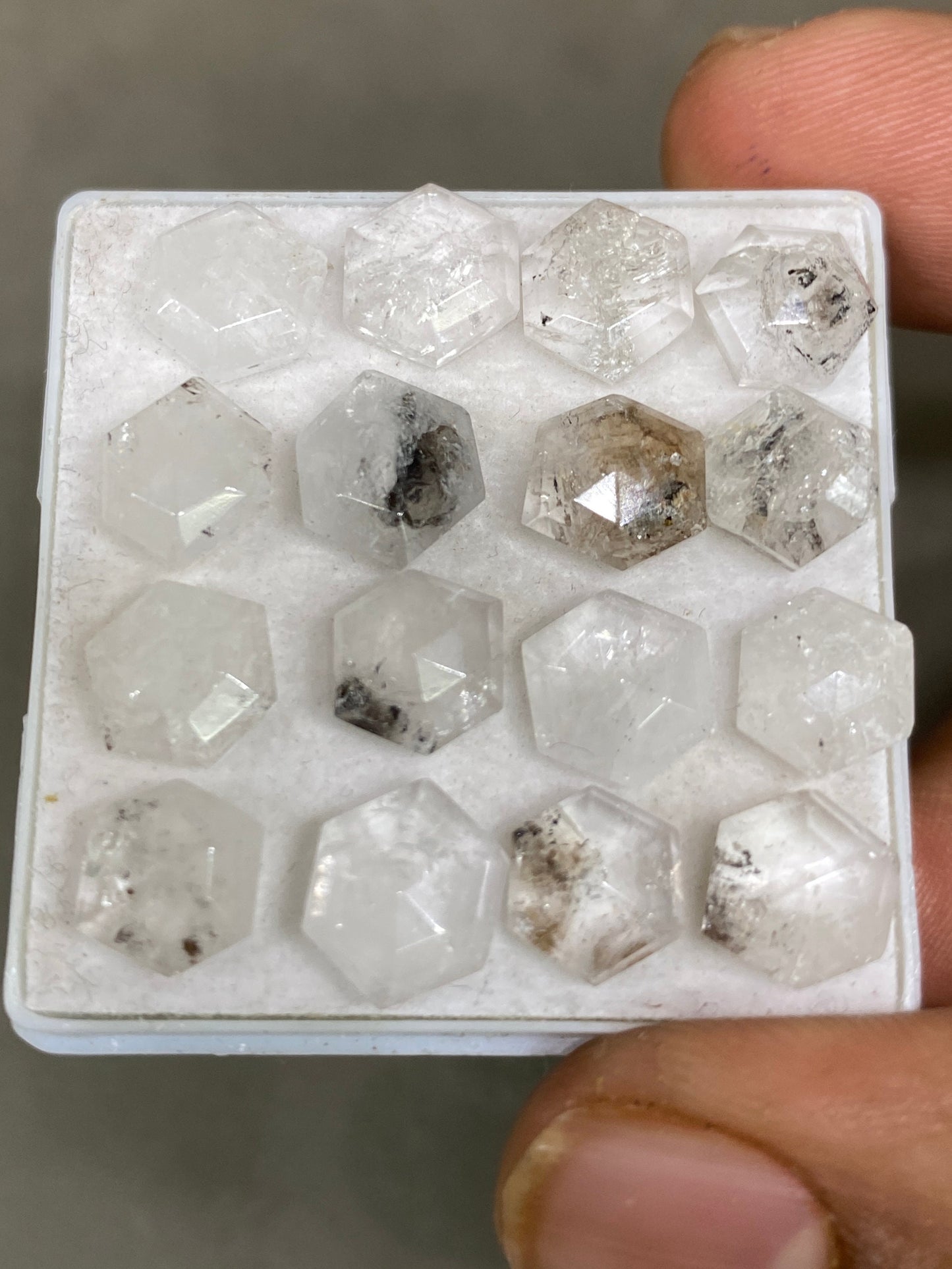 Herkimer diamond hexagon rosecut gems herkimer diamond  pieces 16 weight 28 cts size 7mm-7.7mm herkimer diamond