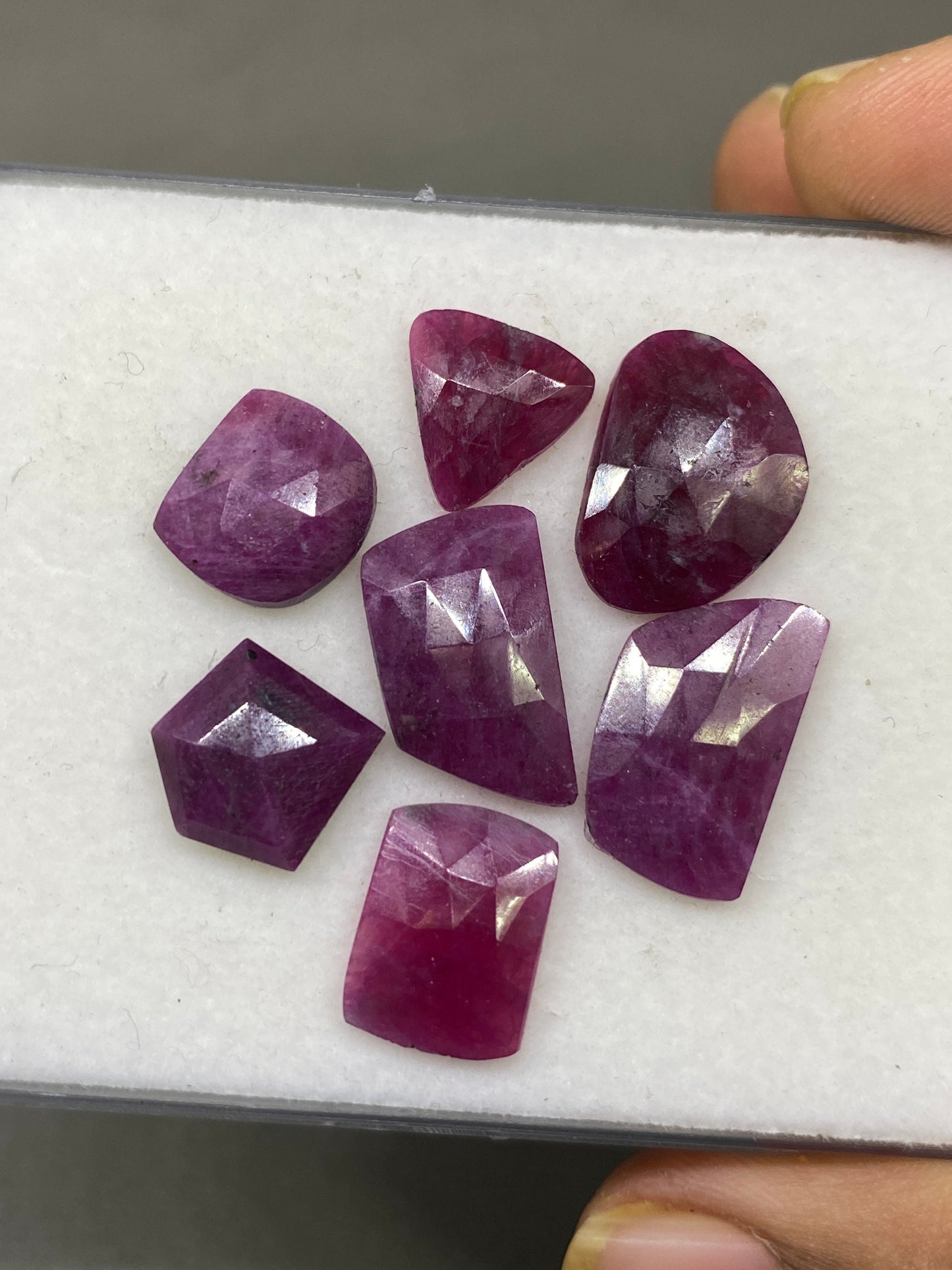 Stunning Rare star sheen ruby rosecut mix fancy shape ruby Longido mines ruby wt 42 carats pcs 7 size 12x11mm-18x11mm silky ruby rosecut