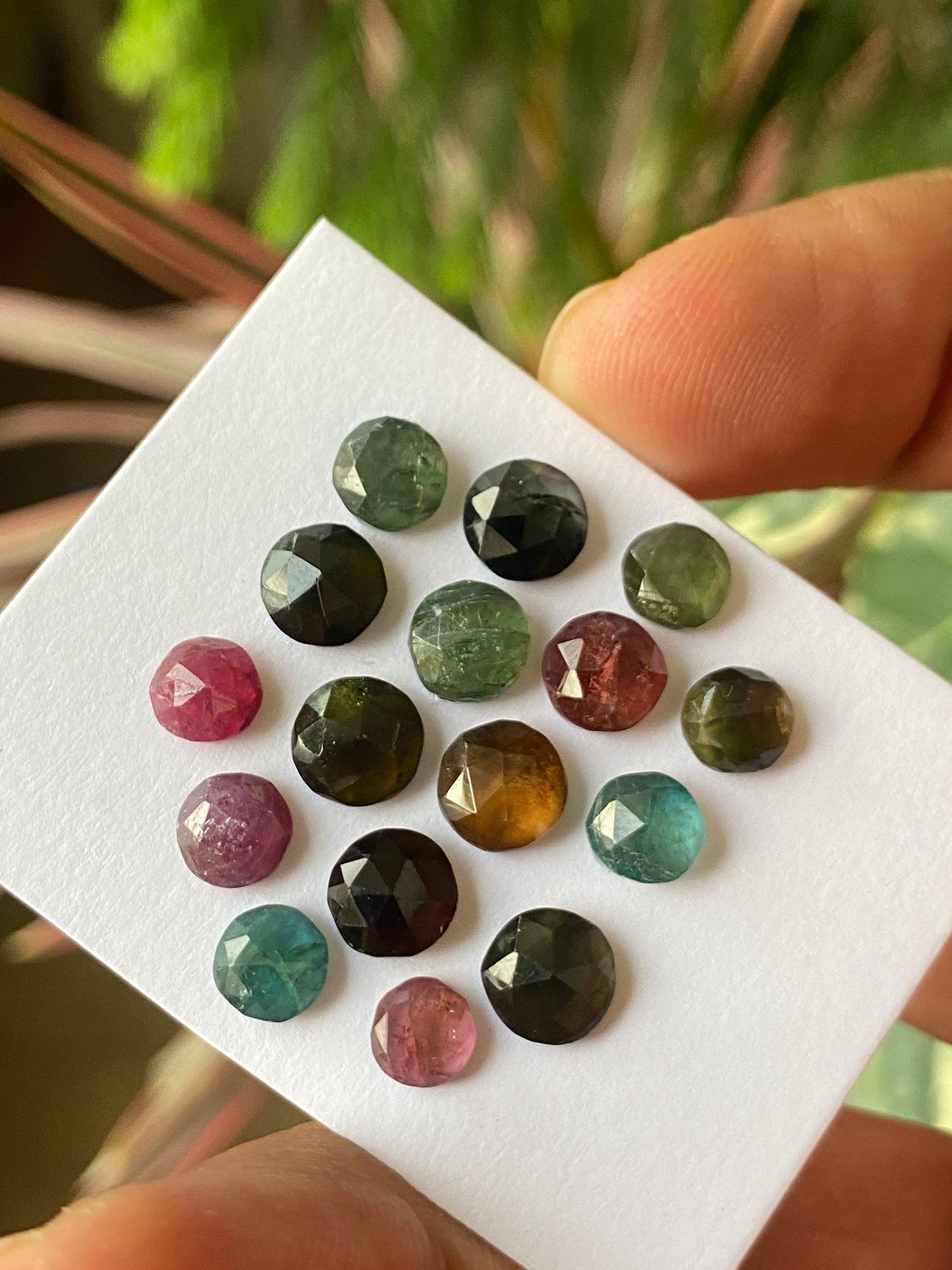 Fascinating multi tourmaline Rosecuts round wt 19 carats size 5.5mm-7mm Pcs 16 rosecut multi tourmaline lot