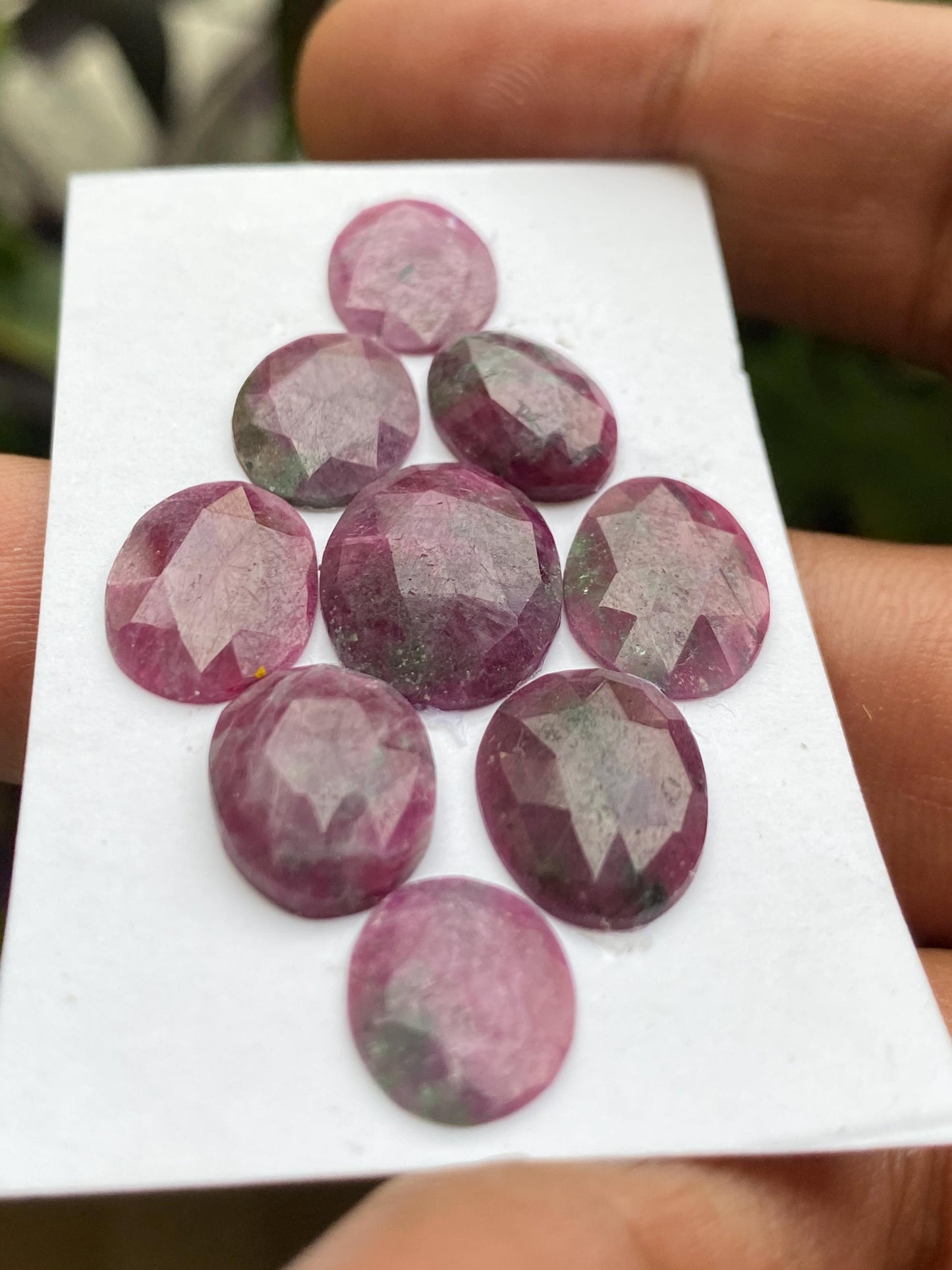 Enchanting very rare longido mines natural ruby rosecut lot  mix shapes pcs 9 wt 36.40 cts size 12x9-15x12mm unheated untreated ruby rosecut