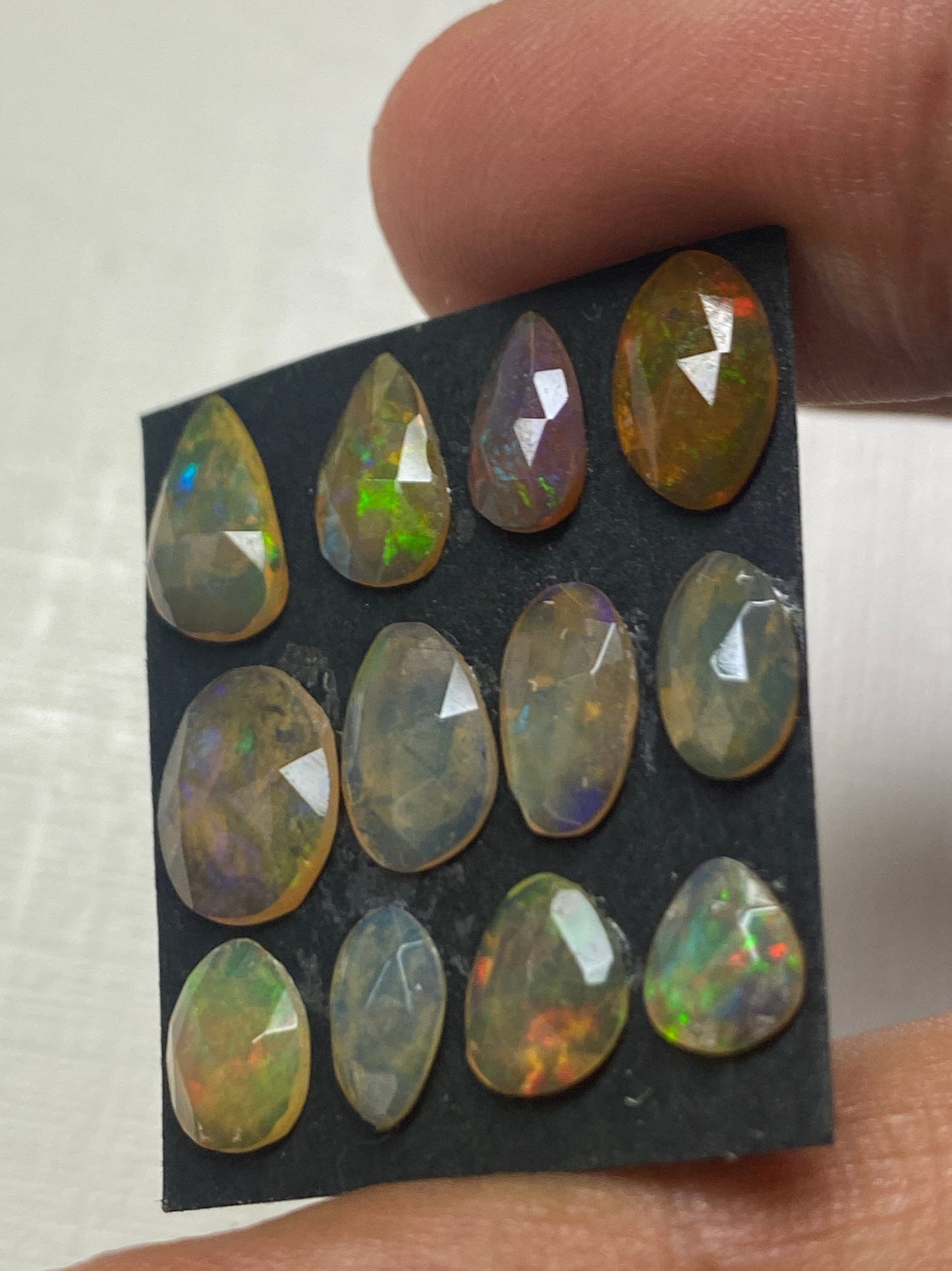 Enchanting yellow green Ethiopian opal rosecut Welo opal rosecut aaa quality wt 6.5 cts pcs 12 size  6.2x6-10x9mm rosecut fire opal rosecut