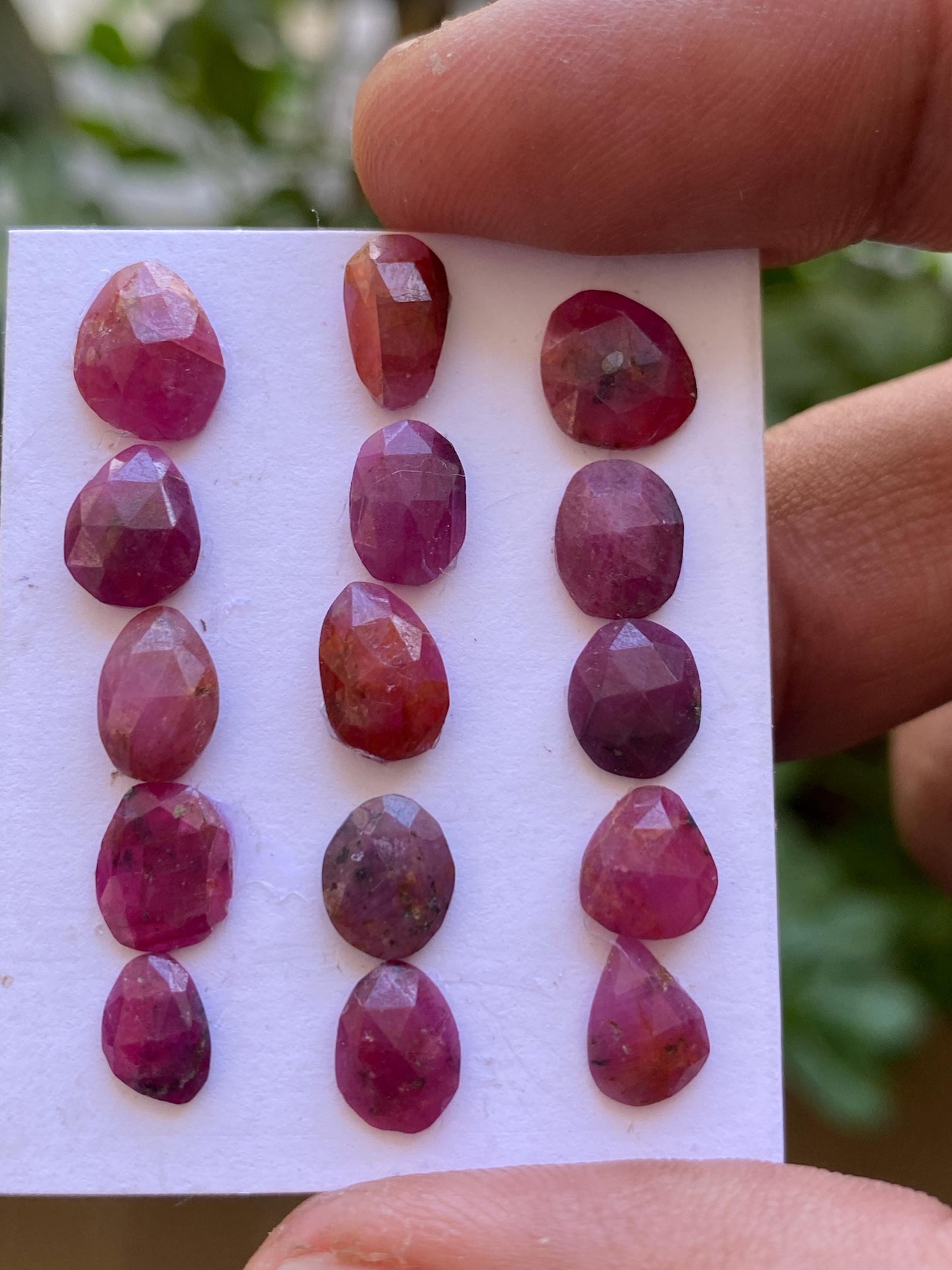 Ravishing Rare mozambique mines ruby pear rose cut wt 21.85 cts  pcs 15 size 7x5mm-9x7mm ruby rosecut flatbacks