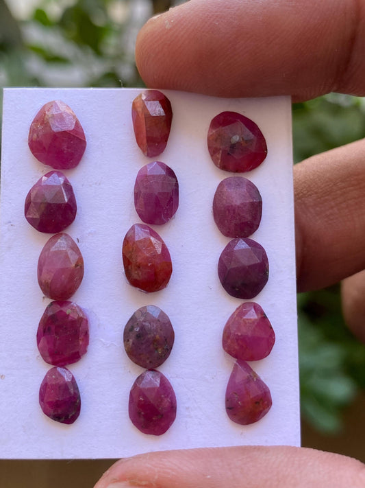 Ravishing Rare mozambique mines ruby pear rose cut wt 21.85 cts  pcs 15 size 7x5mm-9x7mm ruby rosecut flatbacks