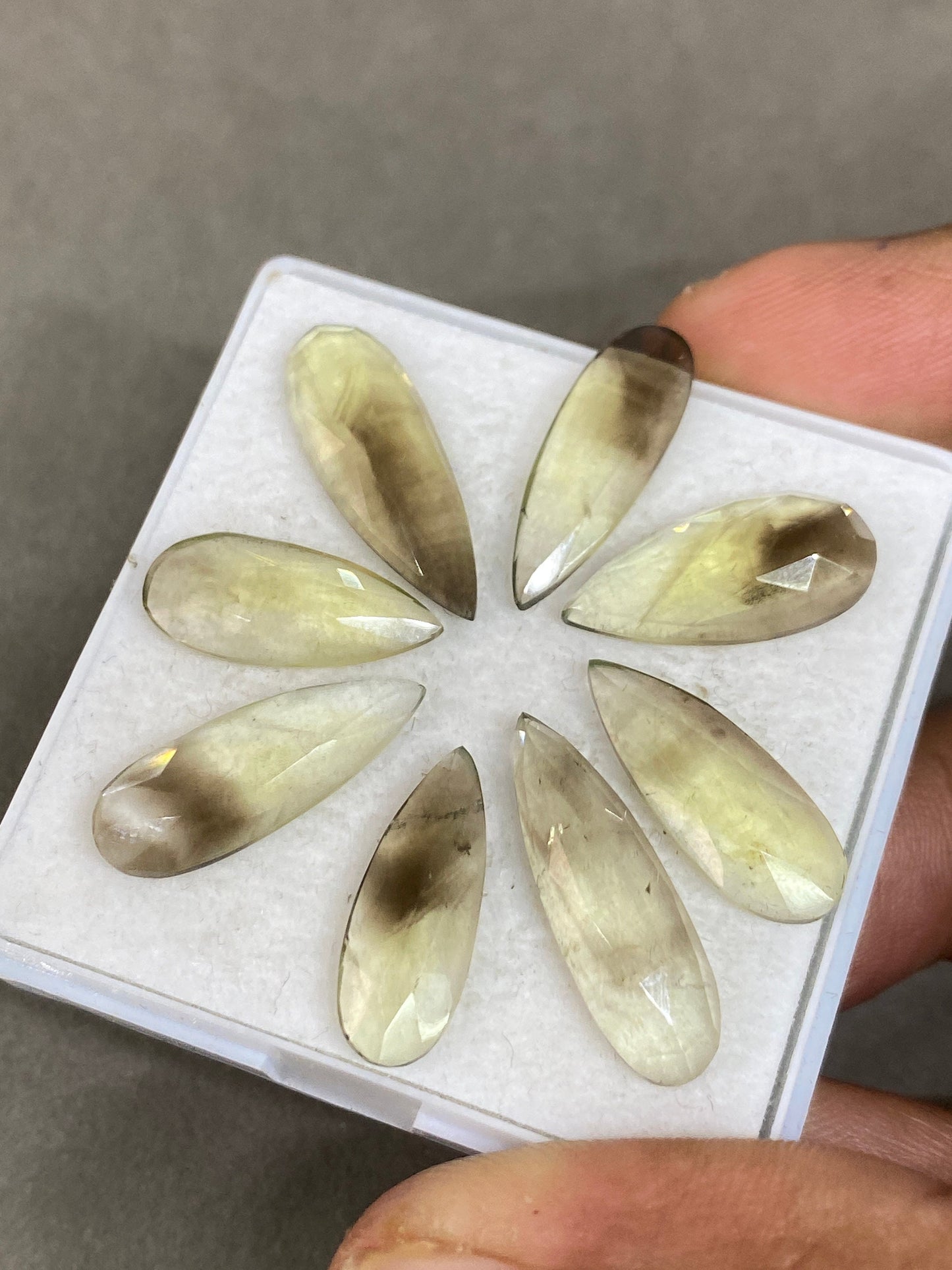 Rare Stunning  bi color lemon quartz rosecut pear wholesale lot fine quality pcs 8 wt 32 carats size 9.1x7.4mm-13x8mm pendant ring