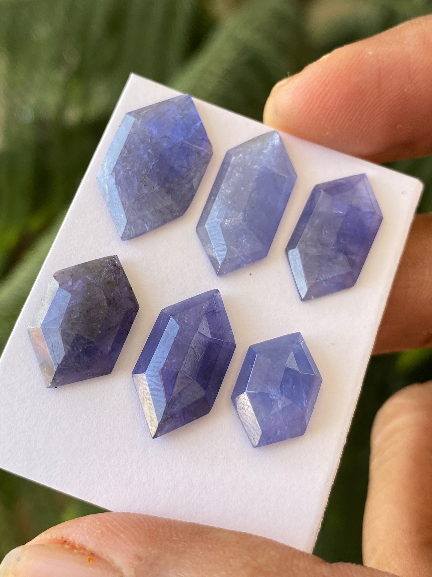 Stunning Rare Tanzanite hexagon step cuts weight 38 cts  pcs 6 size 14x9-21x12mm Tanzanite  stepcut hexagon