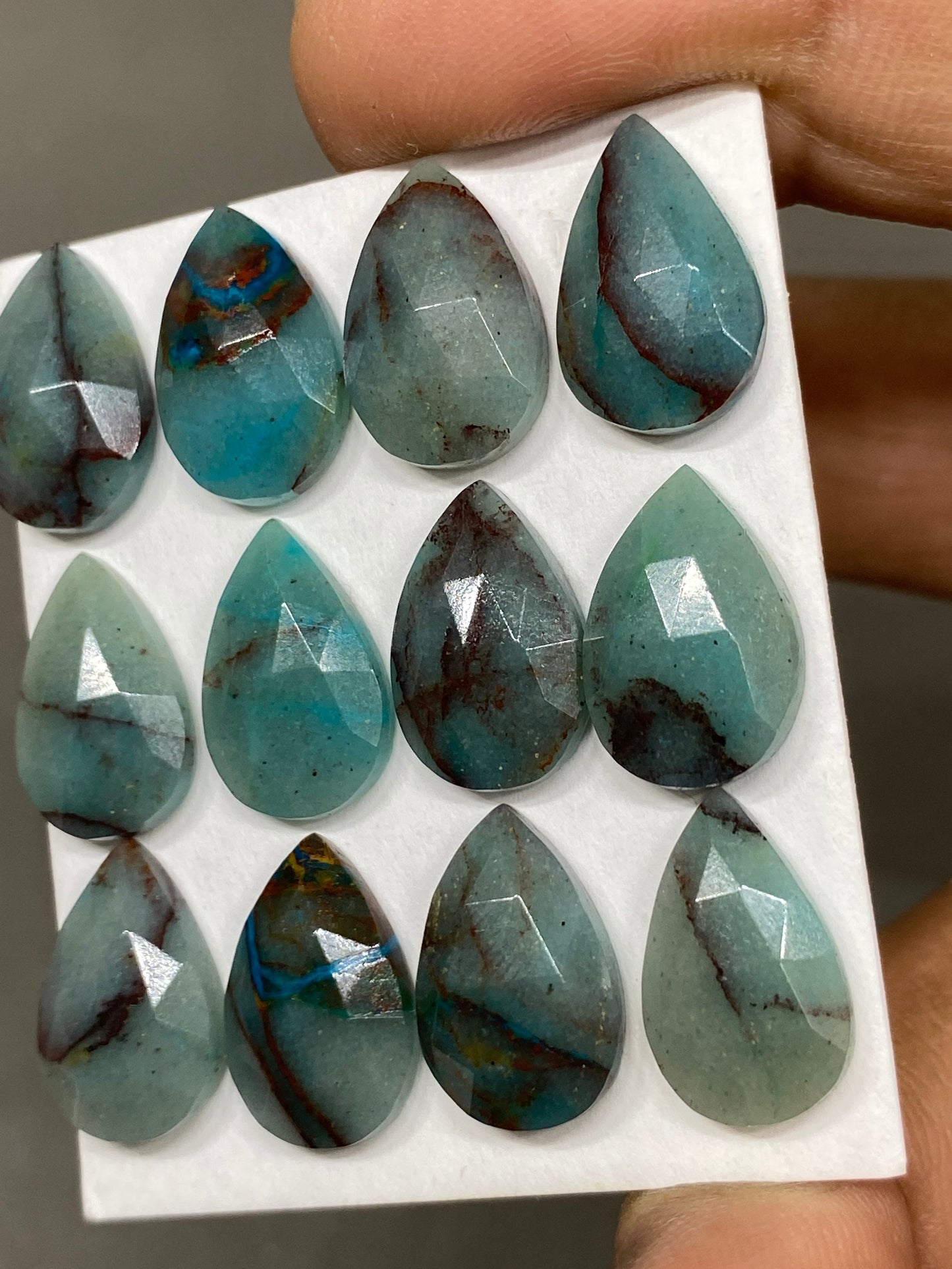 Natural chrysocolla pear rosecut wholesale lot weight 53 carats pcs 12 size 15x9-15x10mm flatback gems