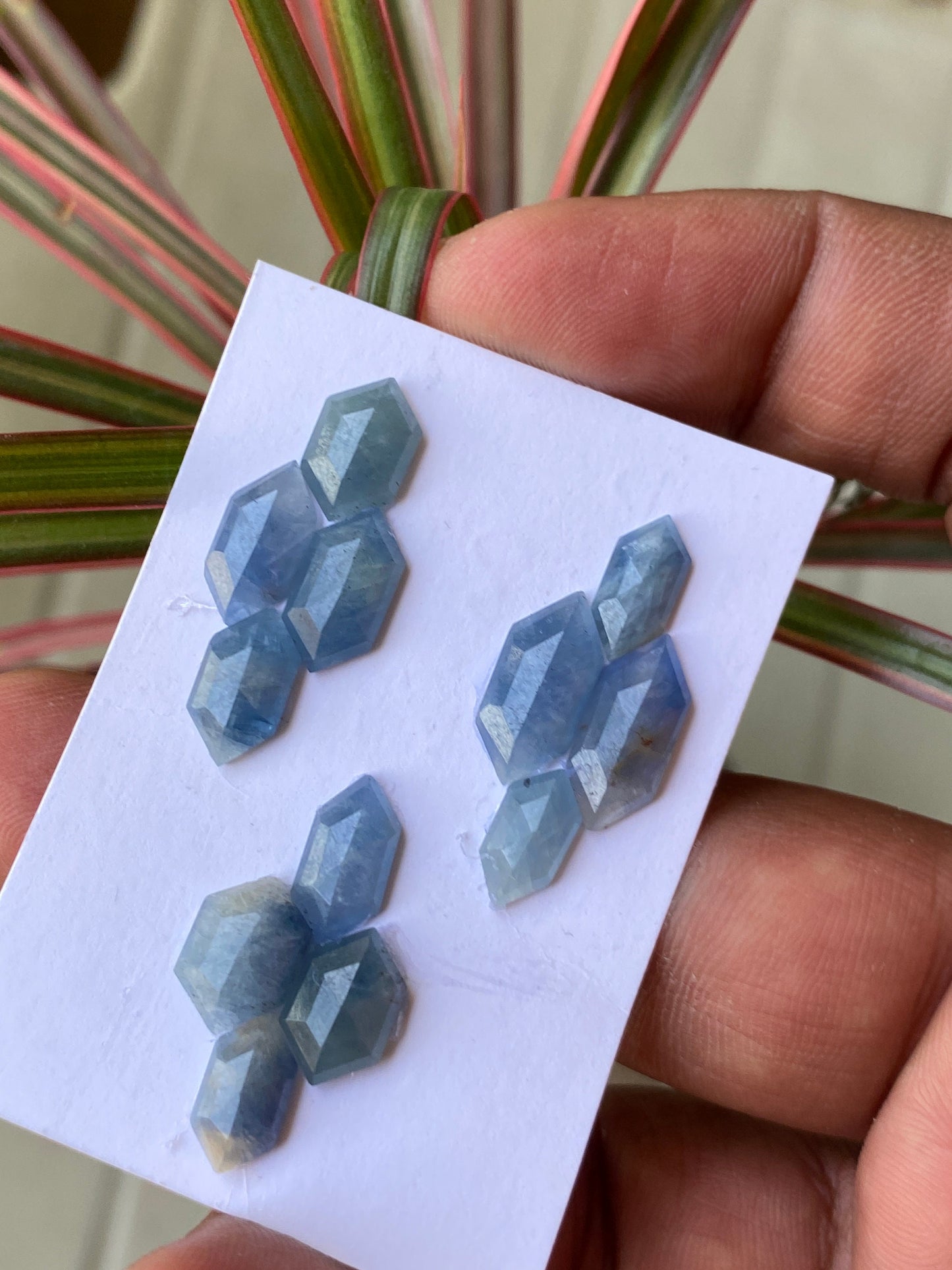 Alluring Rare sky blue sapphire hexagon step cuts  wt 30 cts pcs 12 size 10x5.5-14x7.5mm blue sapphire stepcut hexagon flatback