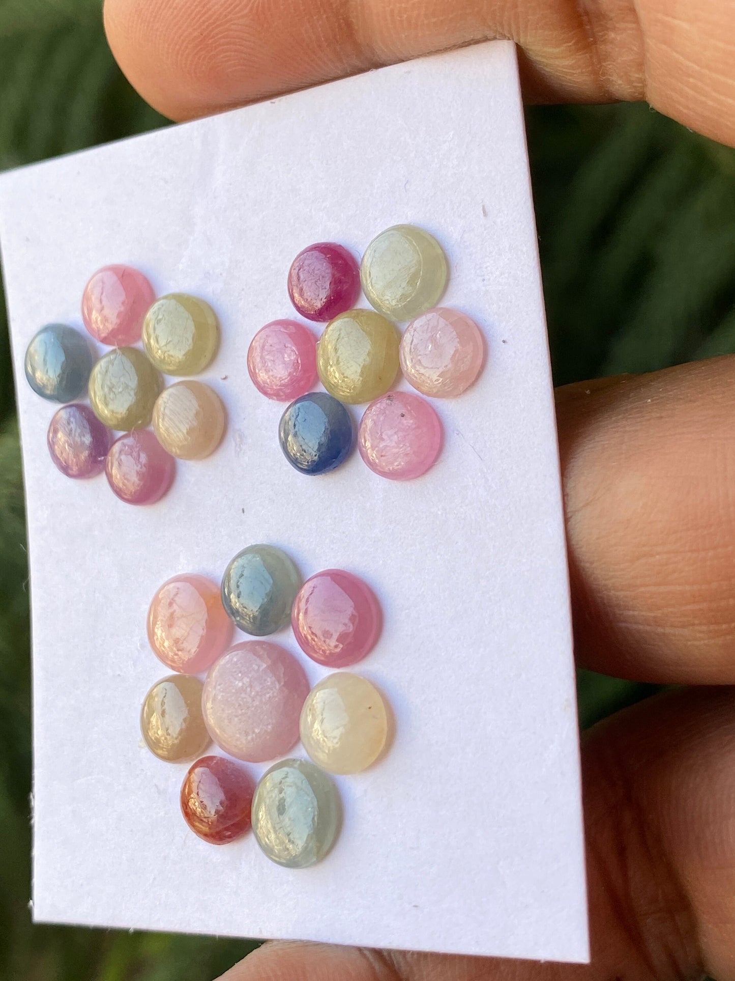 Gorgeous Rare colorful natural sapphire  round smooth flat cabochons fine  pcs 22 wt 28 cts size 6.3mm-9.4mm natural multi sapphire round