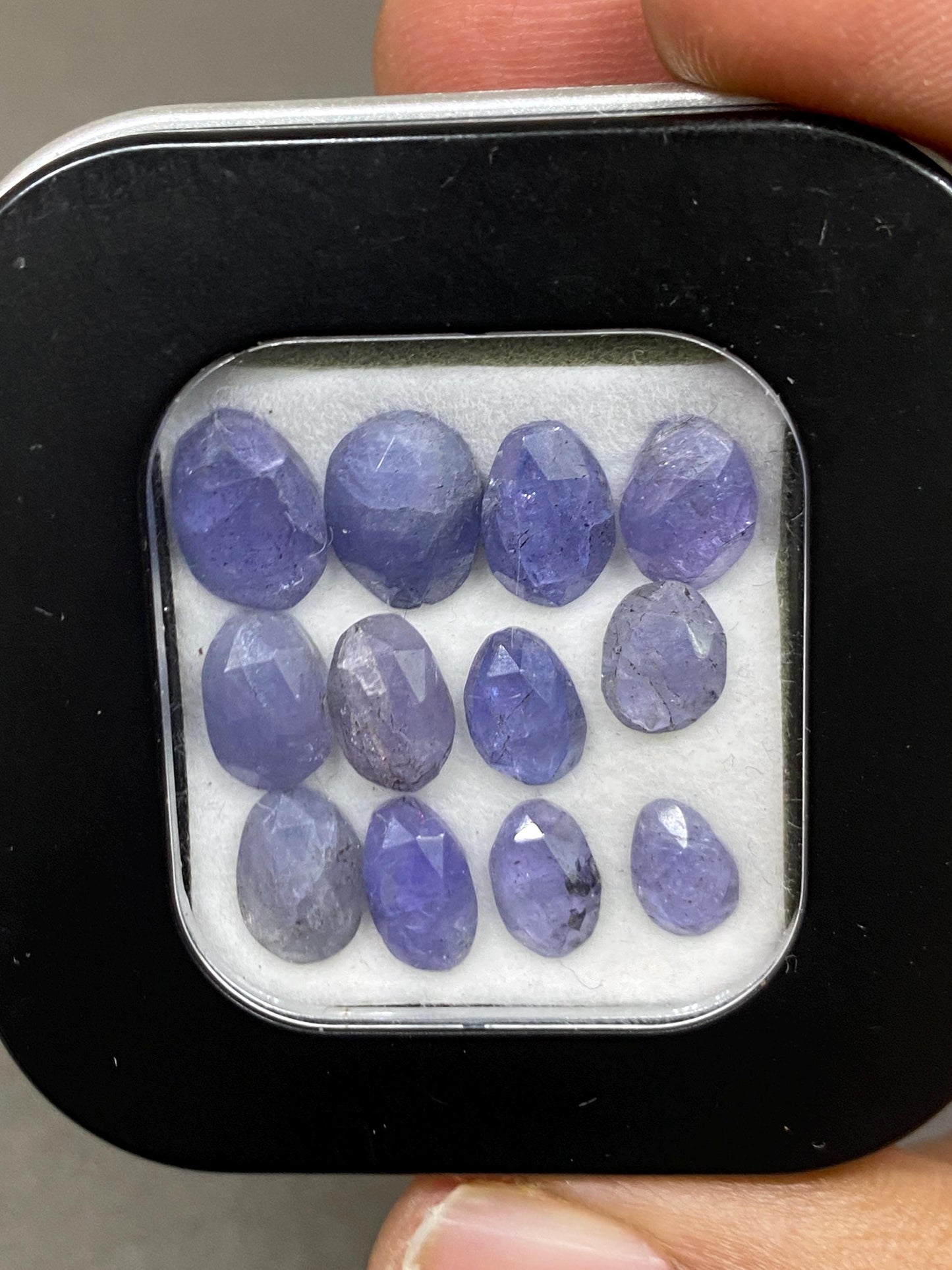 Fascinating Rare tanzanite rosecut flats oval tanzanite earring supply wt cts size  pcs 12 rosecut tanzanites flatback gems