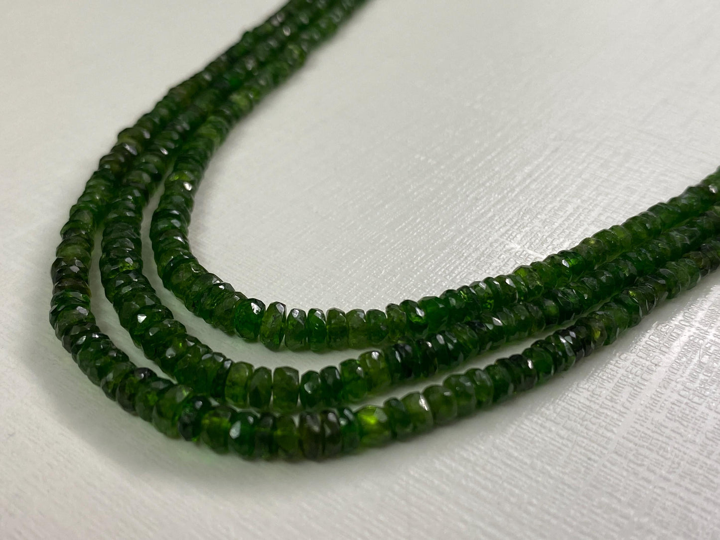 Beautiful Rare chrome diopside faceted beads rare necklace weight 246 cts size 3mm-7mm  length 15 and 16 inches and 17 inches