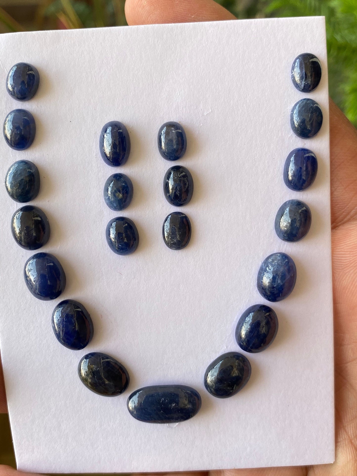 Burma mines blue sapphire cabochons necklace earrings supplies not calibrated wt 77 size 8.6x6.7mm-17.1x9.1mm pcs 21 blue sapphire Cabochon