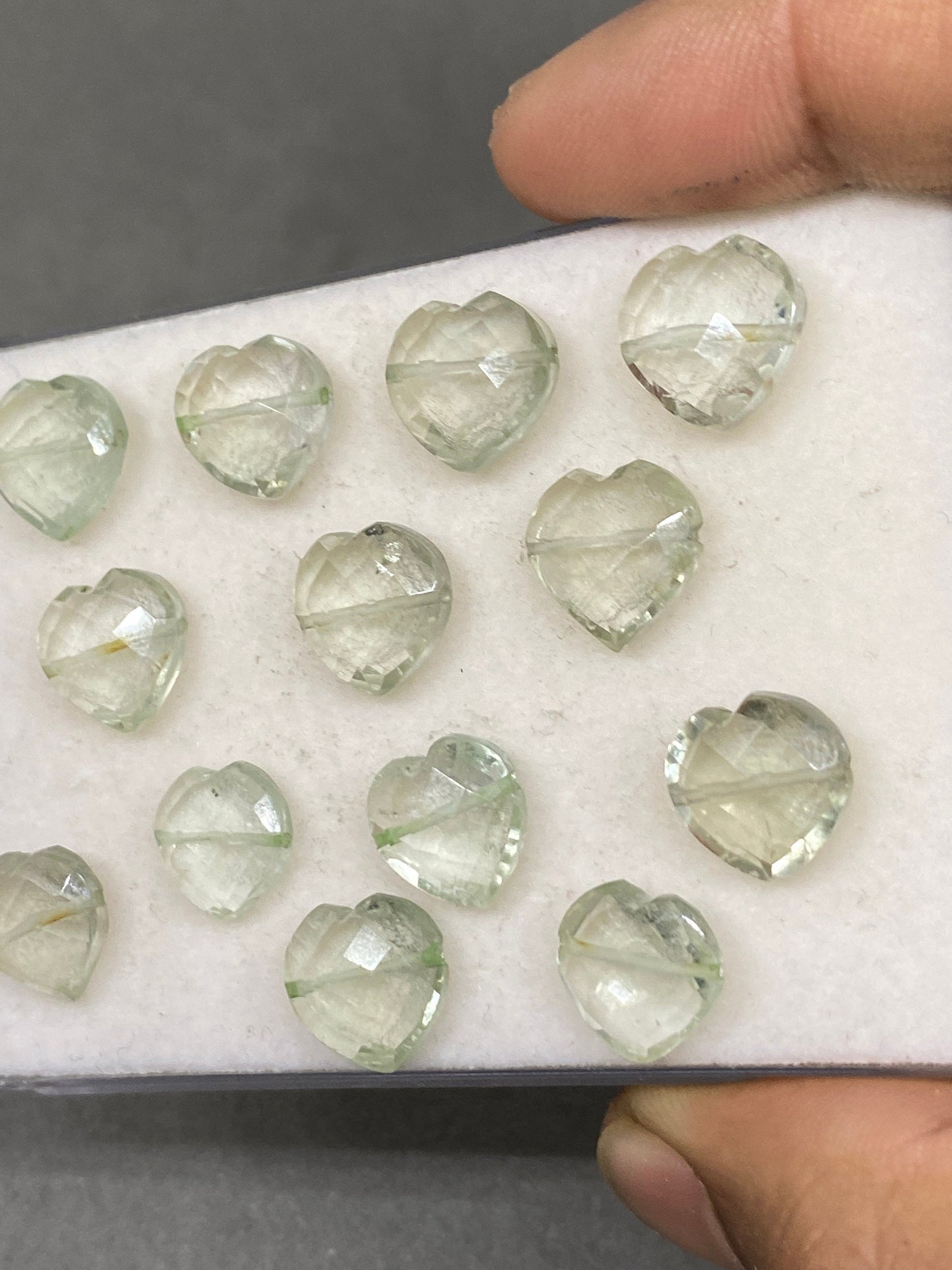 Gorgeous rare Green amethyst quartz faceted heart shape carving briolette drilled pcs 13 wt 62 cts  size 11mm-12mm amethyst heart  briolette