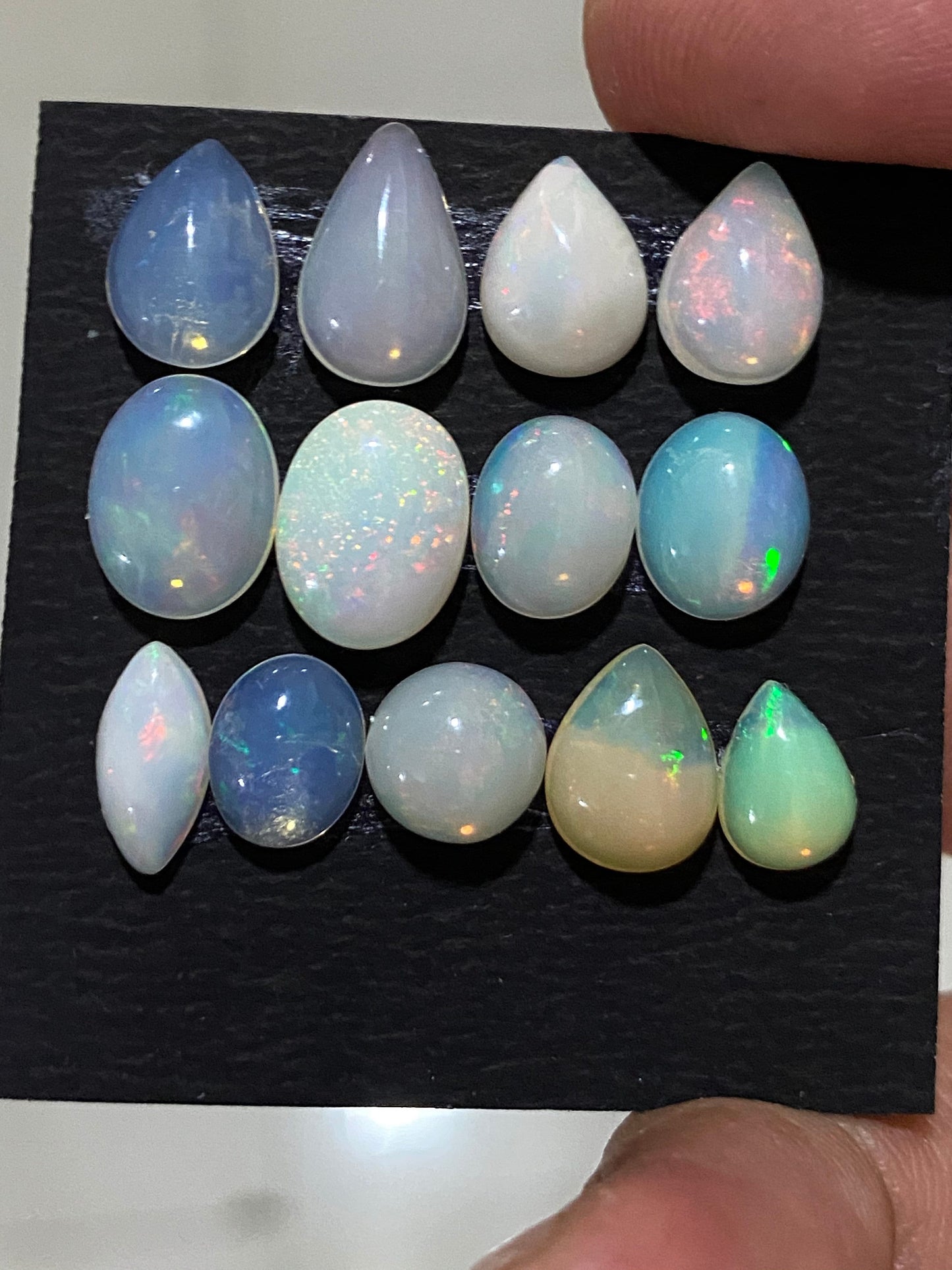 Dazzling Ethiopian opal cabochons Welo opal cabochons wt 15 cts pcs 13 size 8.5x6.3mm-11.3x8.5mm opal fire natural opal cabochons