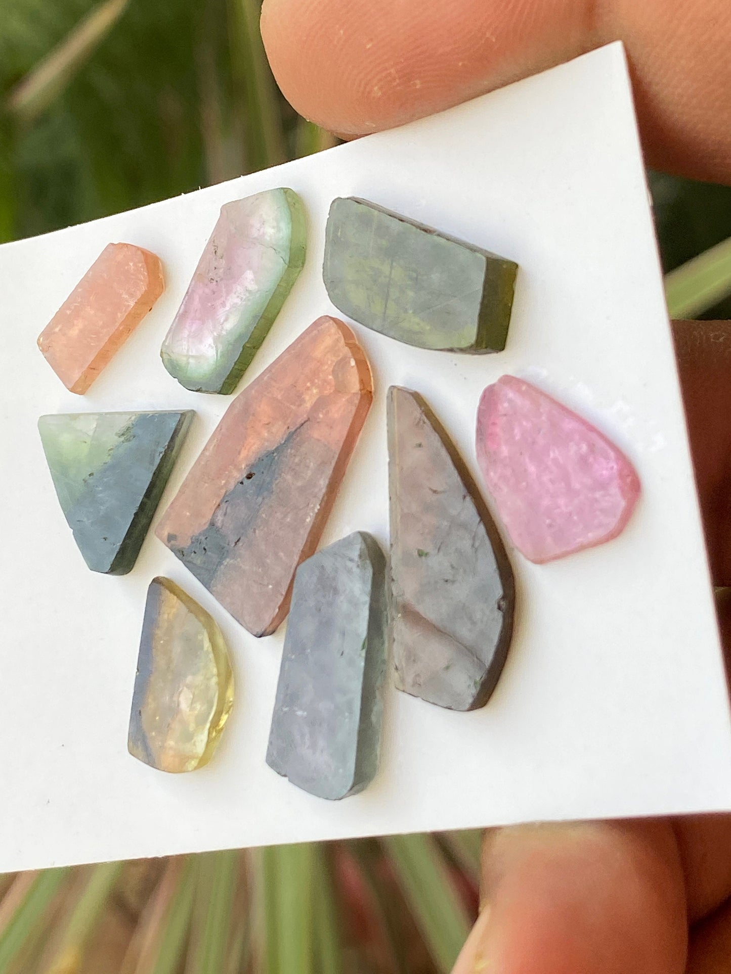 Vivacious Watermelon multi tourmaline geometric cut flats lot fine quality wt 37 cts size 15x10mm-24x13mm pcs 9 natural tourmaline geometric