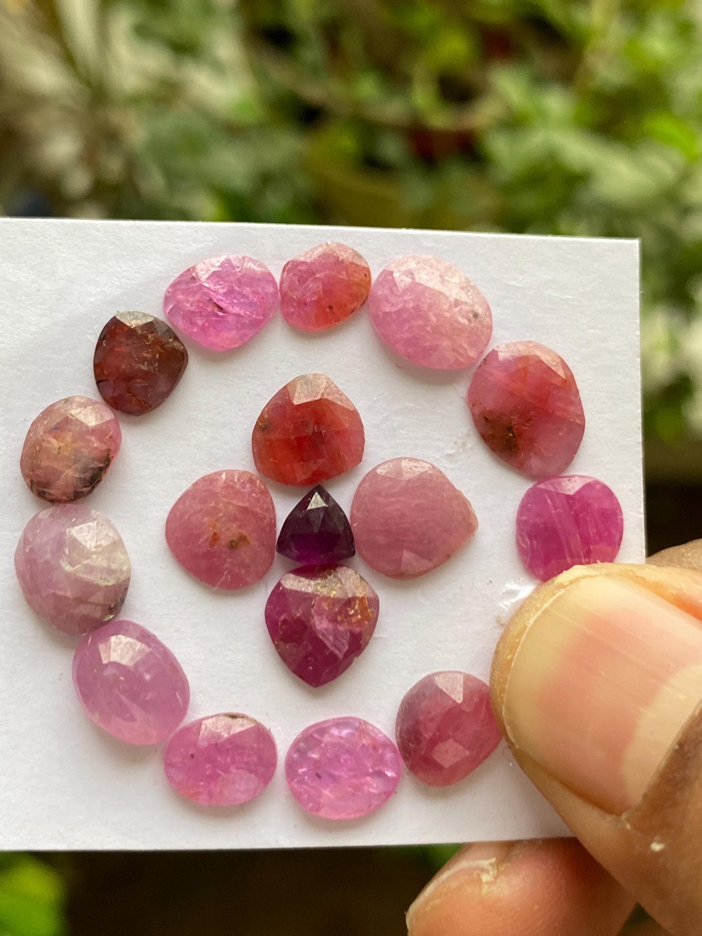 Stunning Rare mozambique mines ruby freeform heart egg rose cut wt 28 cts pcs 17 size 7x5.8mm-9.6x7.8mm ruby rosecut flatbacks