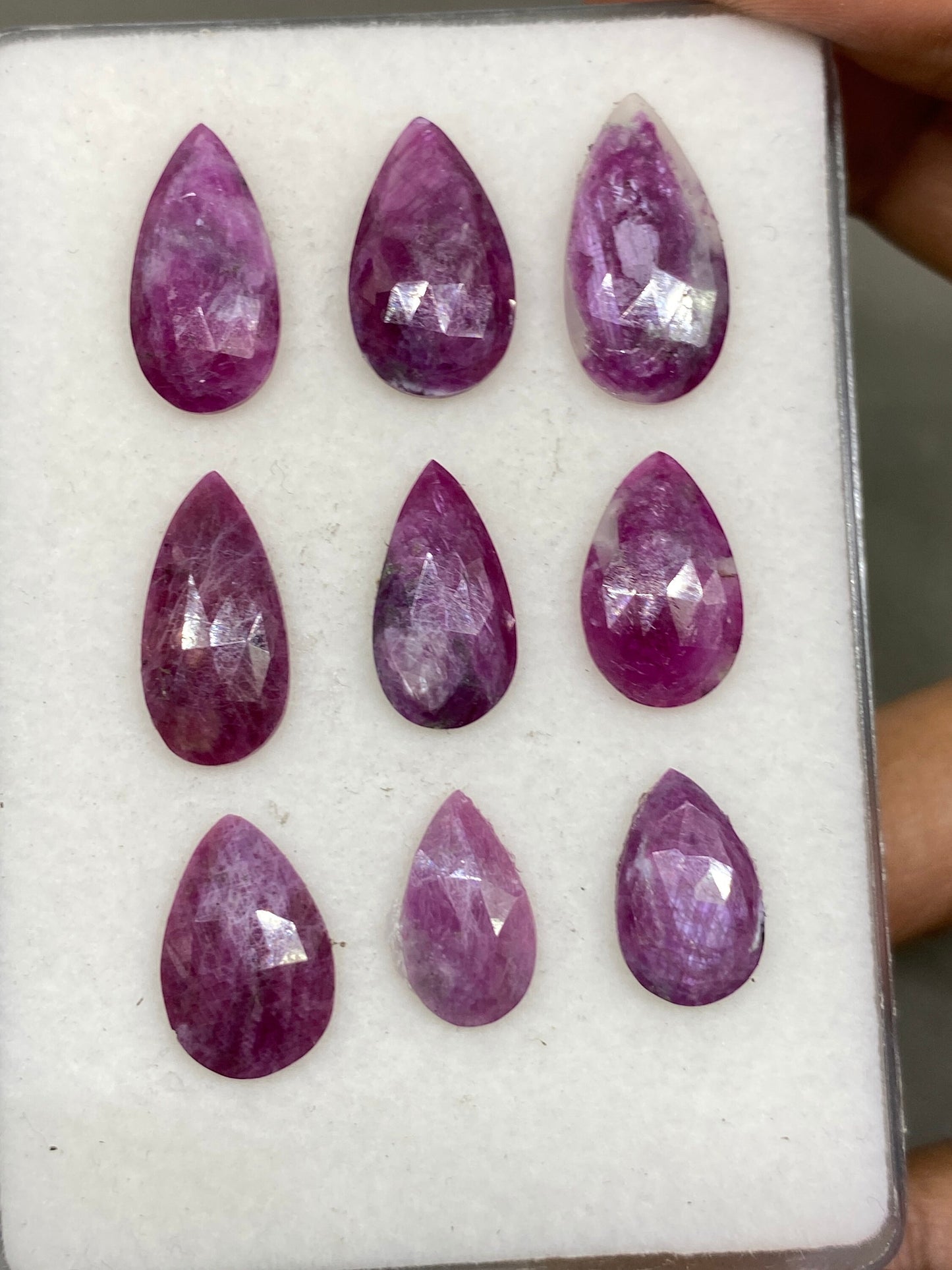 Stunning Rare star sheen ruby rosecut pear shape ruby Longido mines ruby wt 39 cts pcs 9 size 14x8mm-20x10mm  silky ruby rosecut