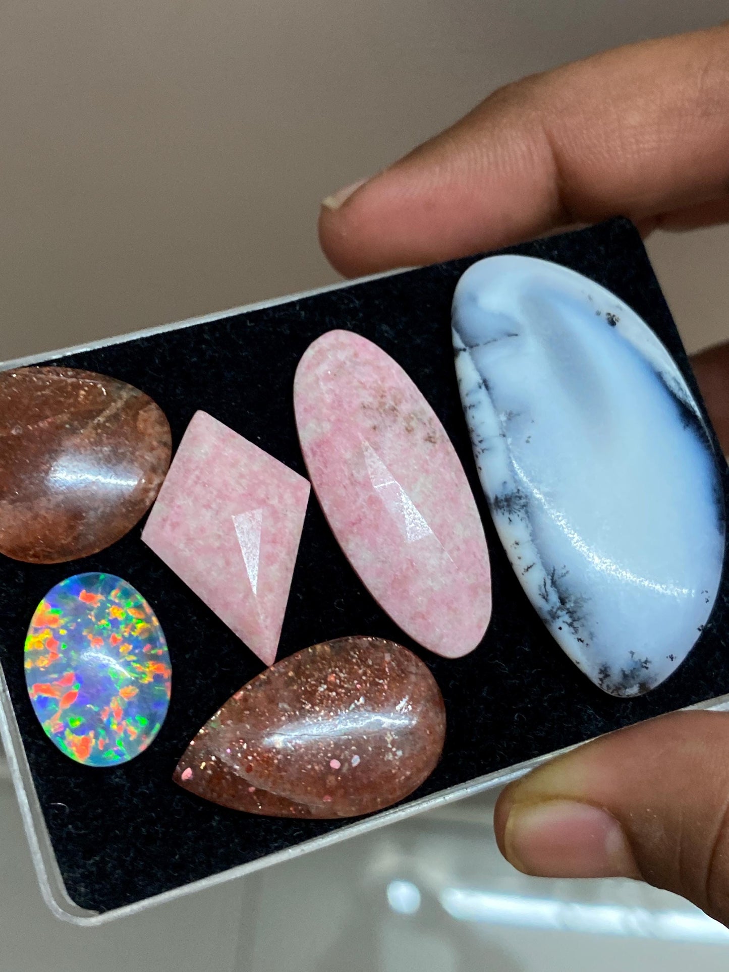 Beautiful rare multi cabochons Thulite rosecut fire opal doublet sunstone dendrite mix stones cabochon pcs 5 wt 127 cts 18x13-49x26mm