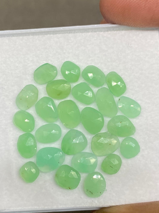 Nice Chrysoprase rosecut light green wholesale lot good quality wt 15 cts pcs 25 small size 5.3x5mm-8.4x5mm chrysoprase rosecut