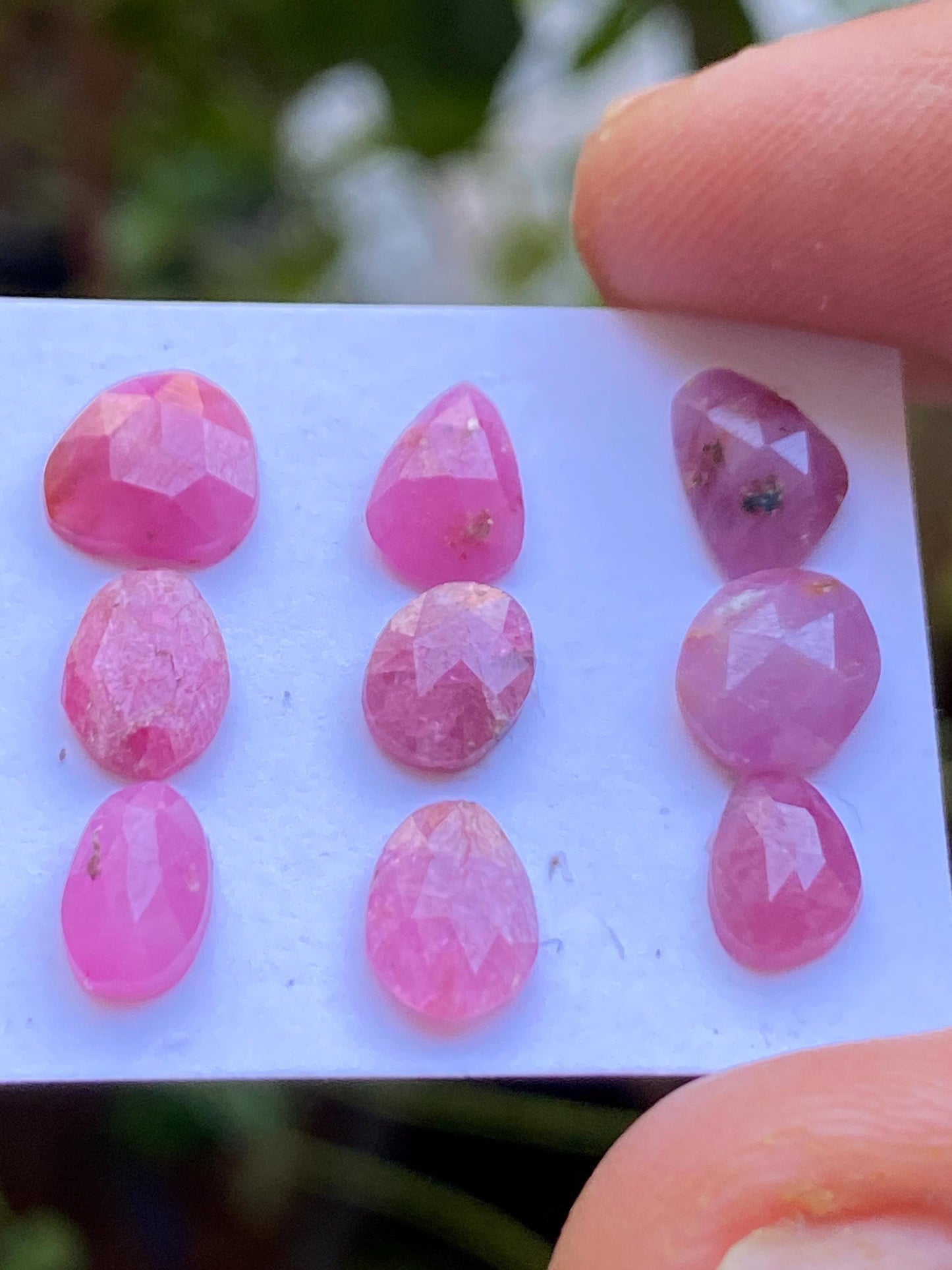 Ravishing Rare mozambique mines ruby pear rose cut wt 10.85 cts  pcs 9 size 6x4mm-7.8x6mm ruby pear rosecut flatbacks