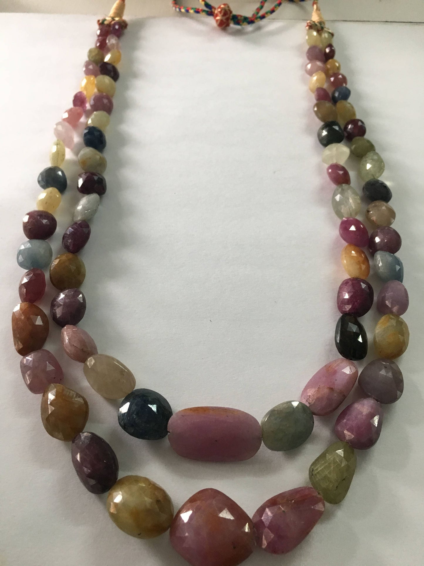 Rare multi sapphire faceted necklace size 10x9.5mm to 21x18mm weight 722 carats length 17-19 inches rare sapphire necklace