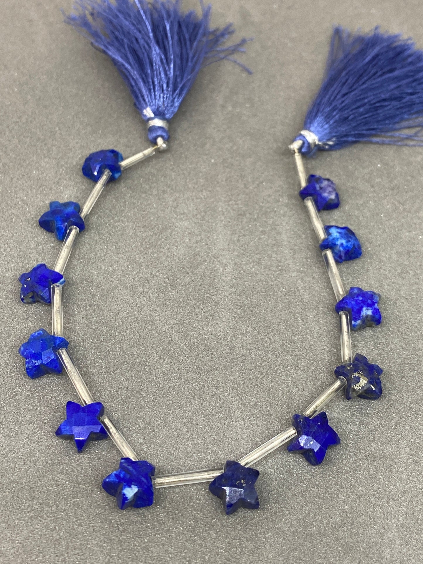 Stunning rare lapis lazuli faceted star shape briolette strand length 8 inches wt 39 cts approx size 10mm approx lapis lazuli star briolette