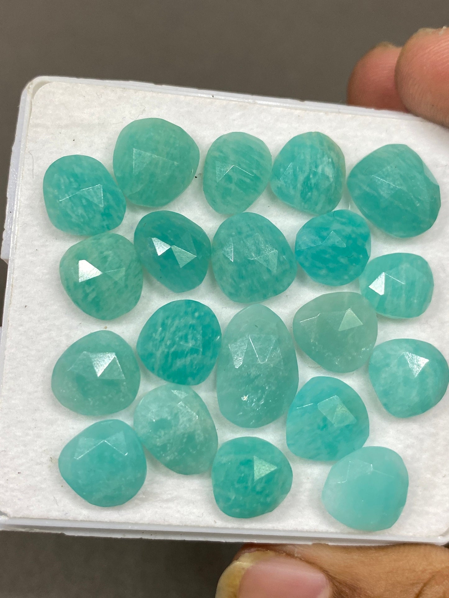 Fancy amazonite rosecut flats good quality weight 72 carats size 9.8x8.8mm-16x11.5mm pcs 20 rosecut amazonite fancy shape