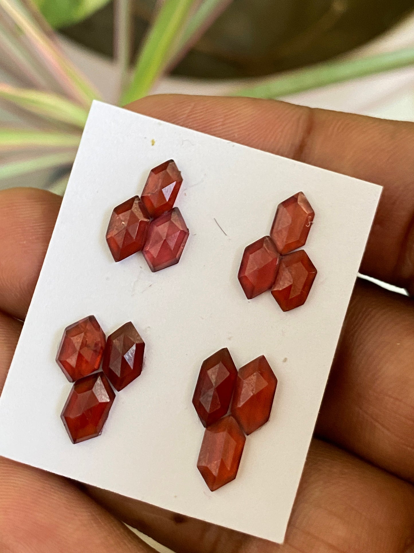 Vivacious  Red garnet hexagon step cuts aaa quality wt 11.5 cts pcs 12 size 7.7x4.8mm-9.5x5mm red  garnet stepcut hexagons