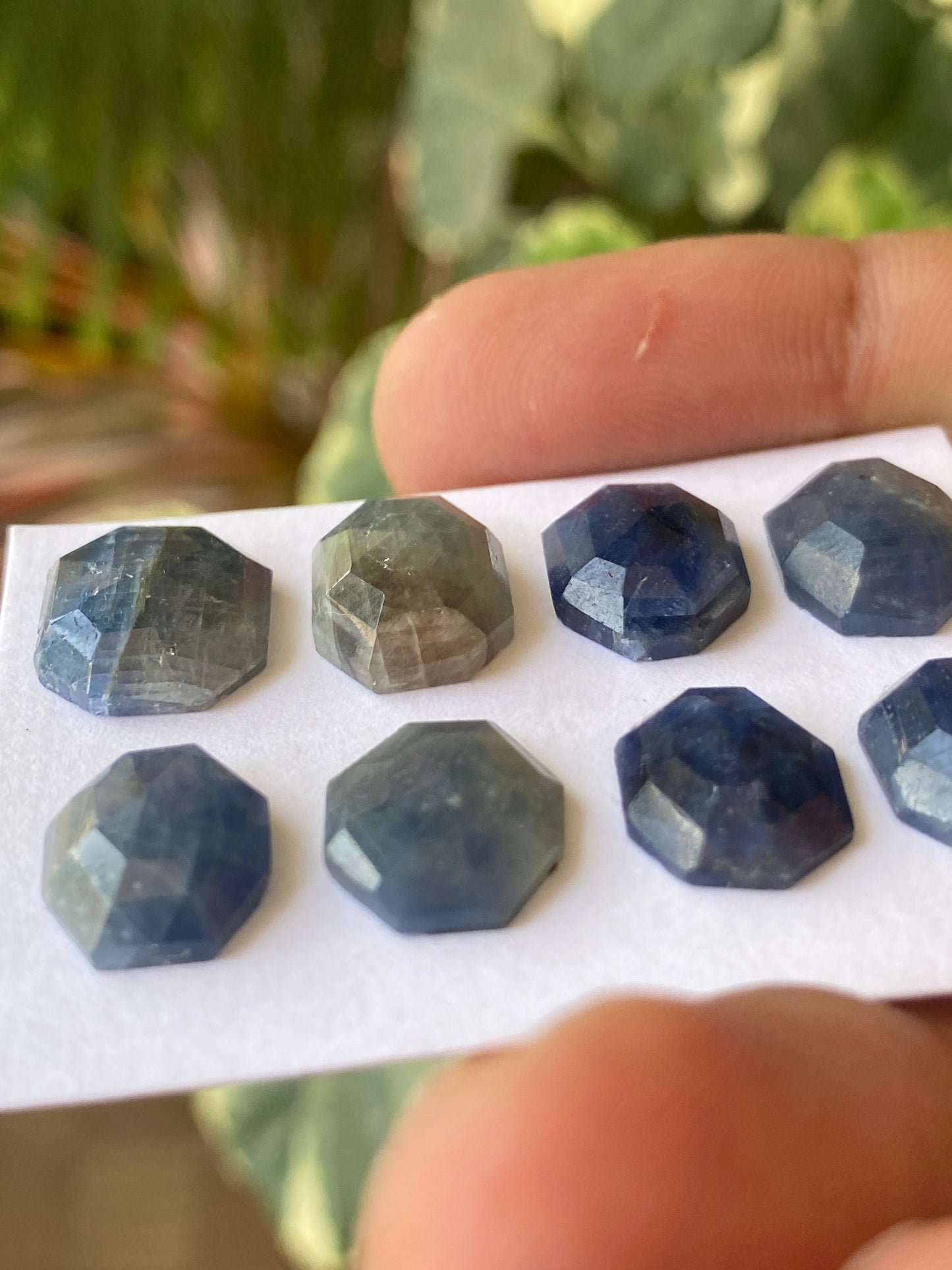 Vivacious Rare blue sapphire geometric cushion quad step cut wt 47 cts pcs 8 size 11x9-13x10mm blue sapphire stepcut hexagon geometric flats