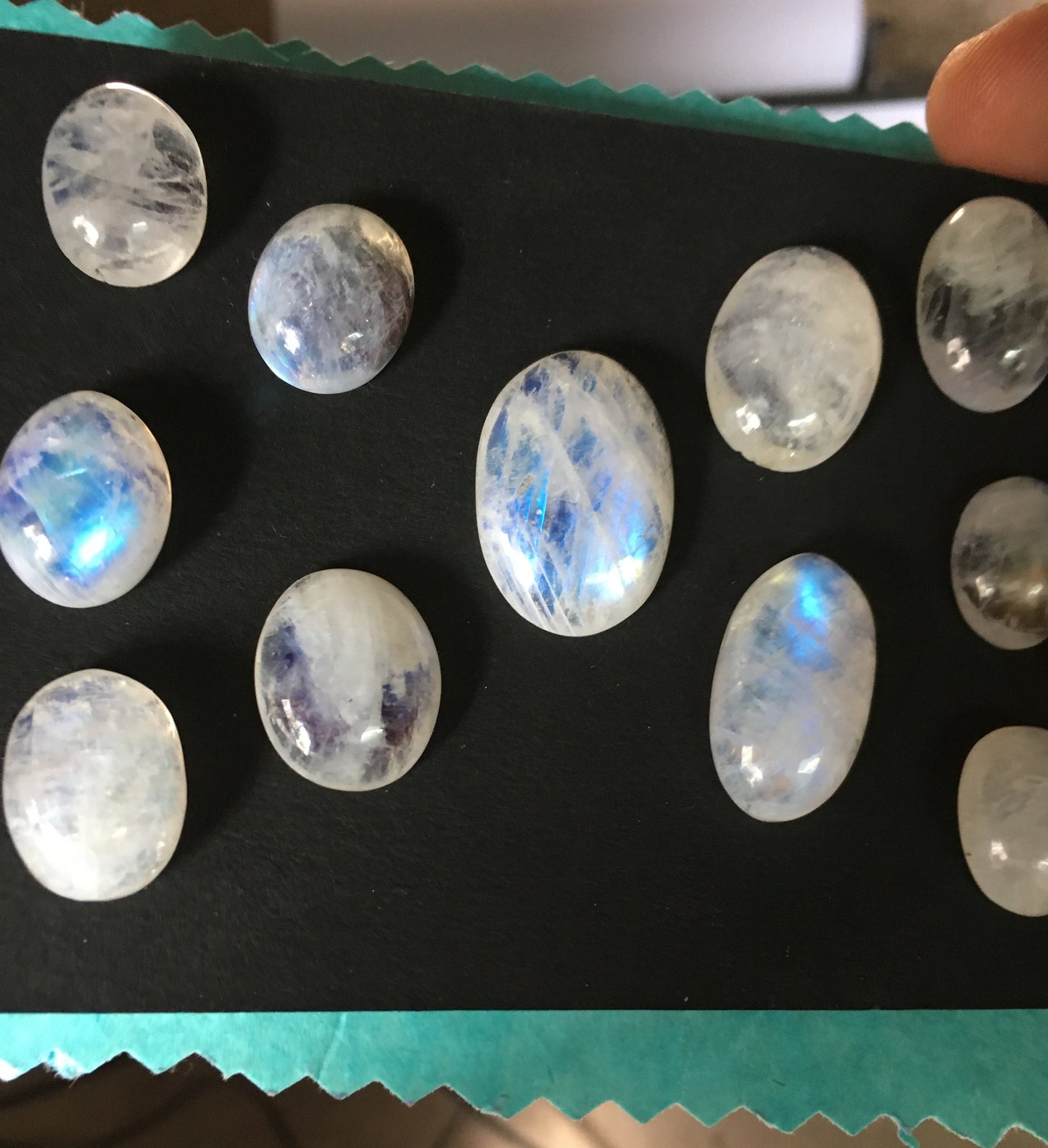 Stunning blue fire White rainbow moonstone oval cabochons lot pcs 11 wt 132 cts size 16x12.5mm to 25x17mm  beautiful fire rainbow moonstone