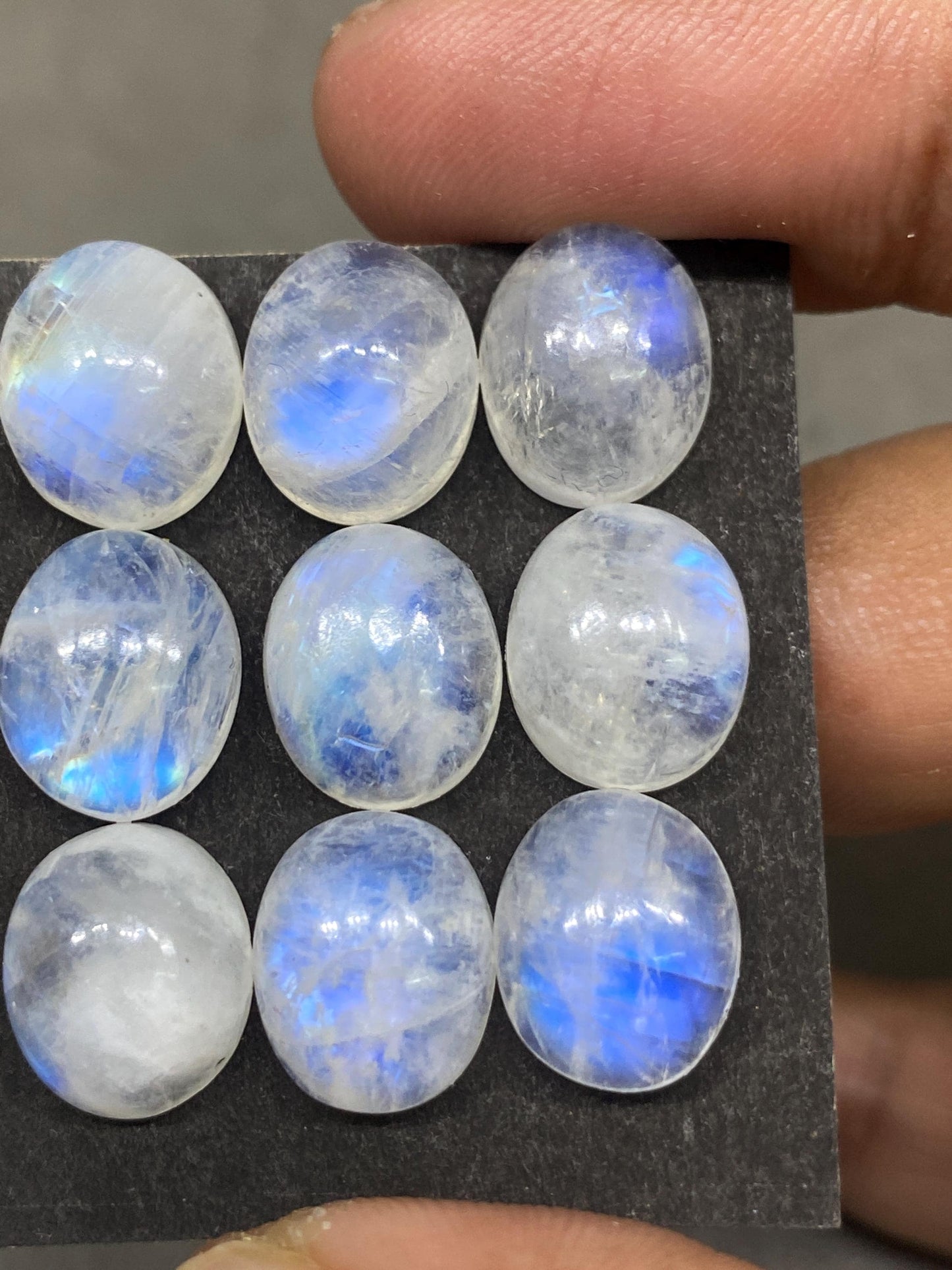 Blue fire rainbow moonstone round and oval cabochons beautiful lovely blue fire rainbow moonstone pcs 9 weight 47 cts 12x10mm