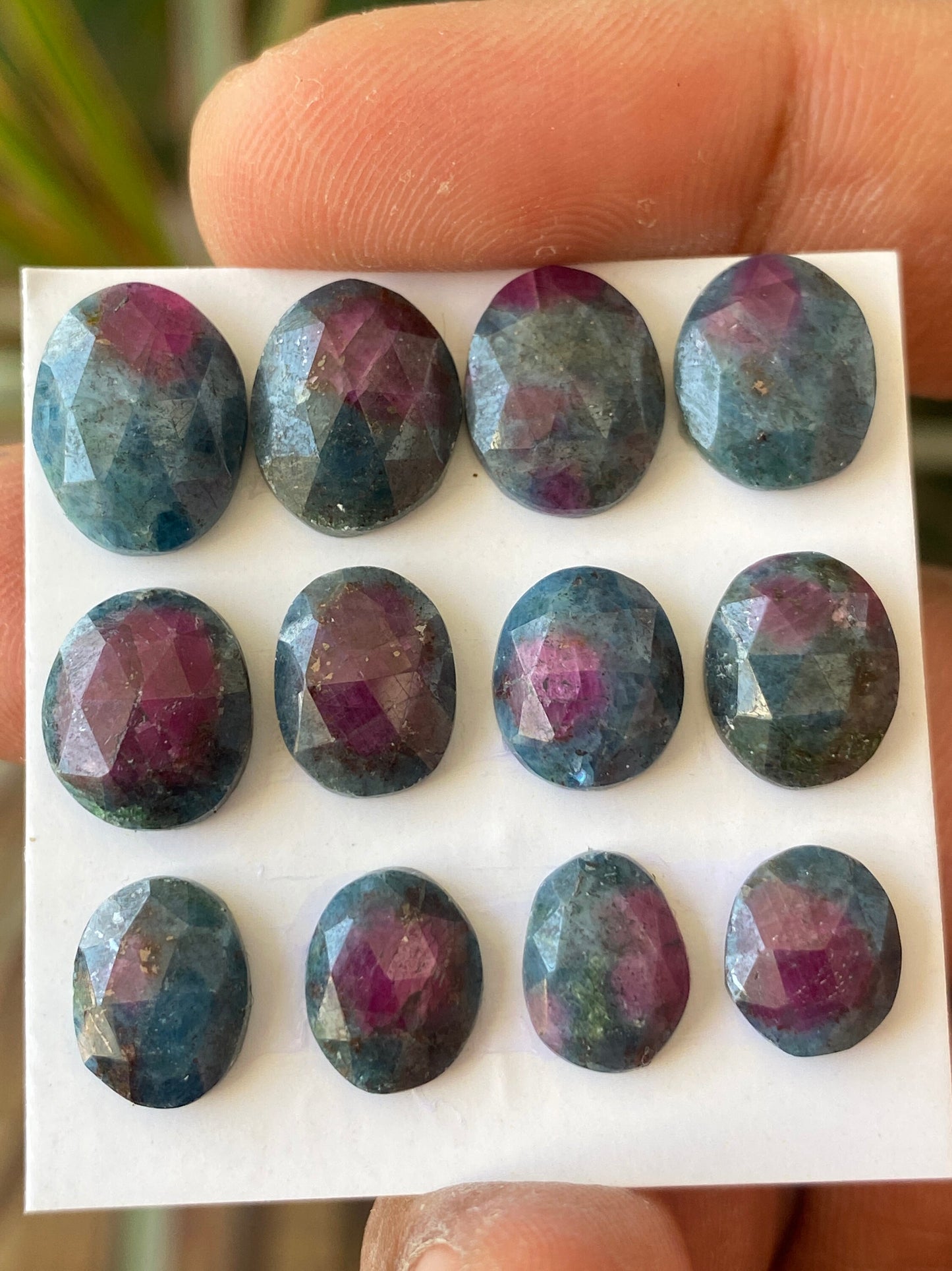 Stunning rare natural ruby fuschite rosecut oval lot  pcs 12 wt 44 cts size 9x8mm-13x10mm  unheated untreated ruby rosecut