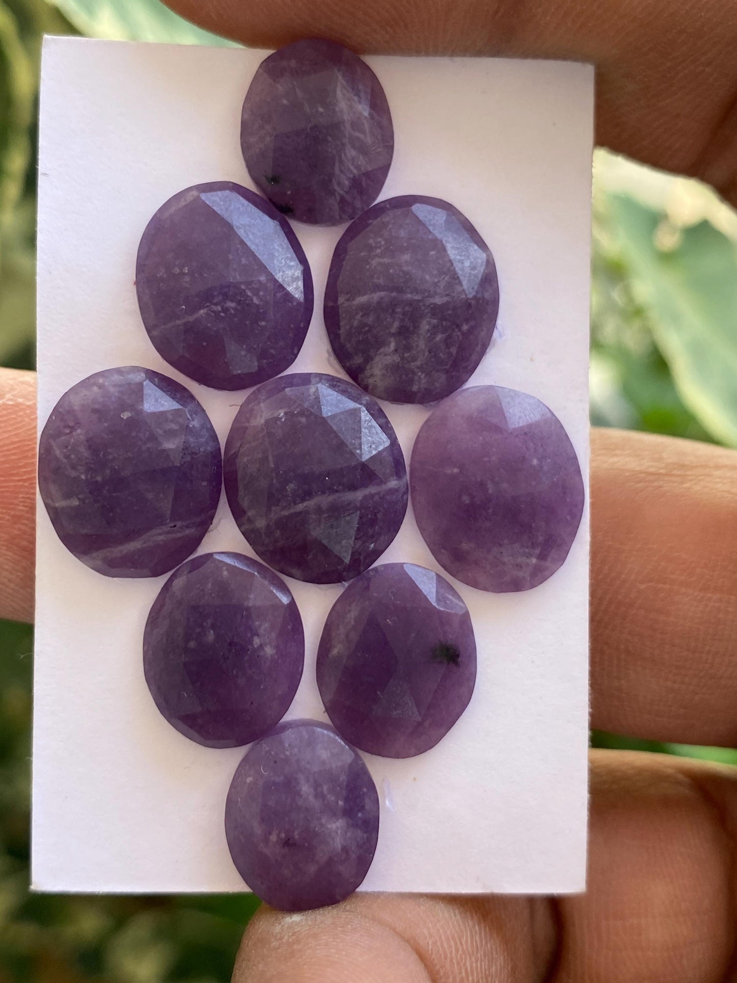 Rare purple lepidolite Rosecut gems ideal size for jewelry making Size 12x10-14x12mm pcs 9 wt 39.50 carats rosecut lepidolite pears