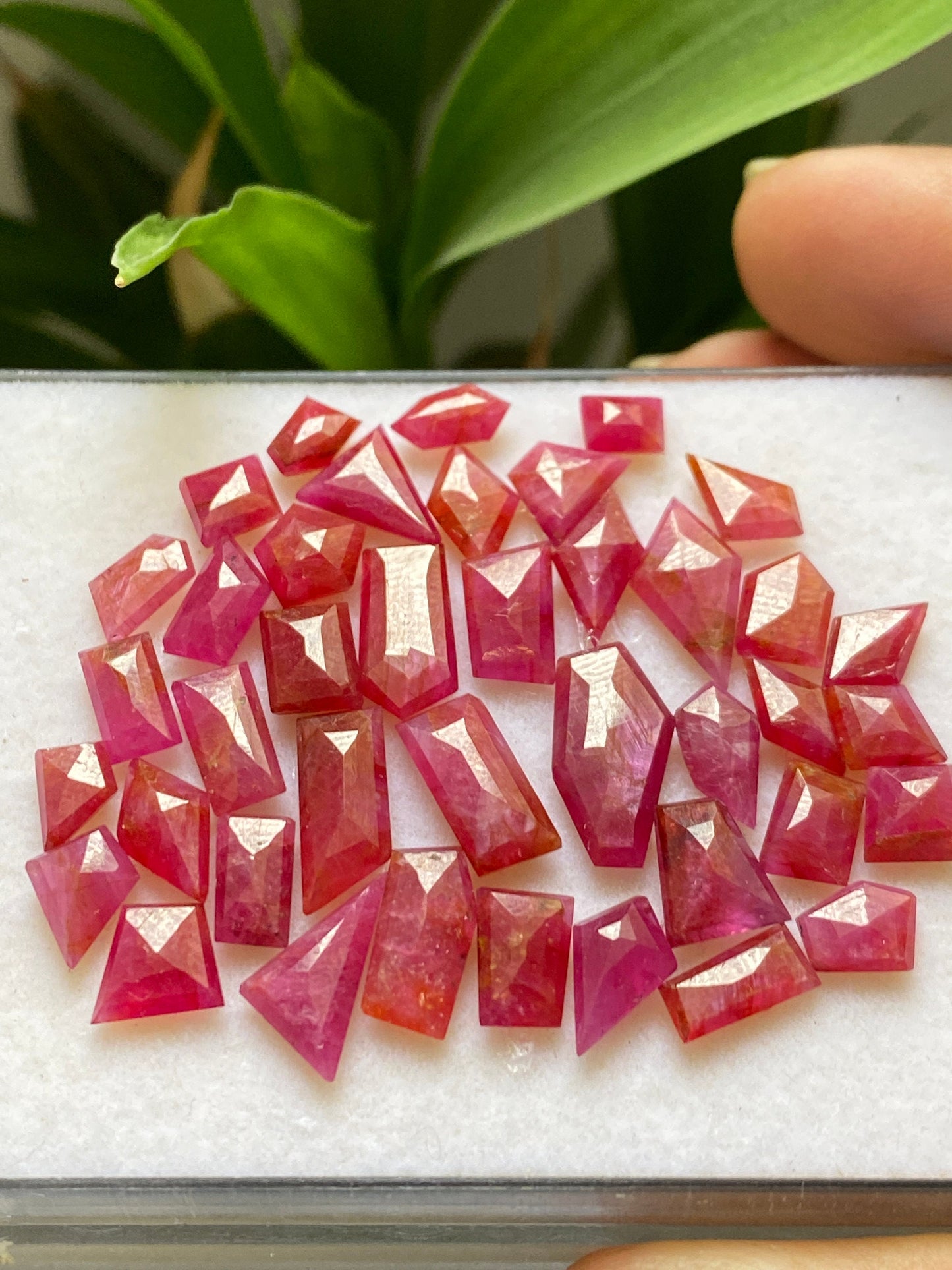 Exquisite Rare ruby flats step cut side faceted flats wt 55 carats pcs 40 size 5.8x4.6mm-15x8mm ruby stepcut gems