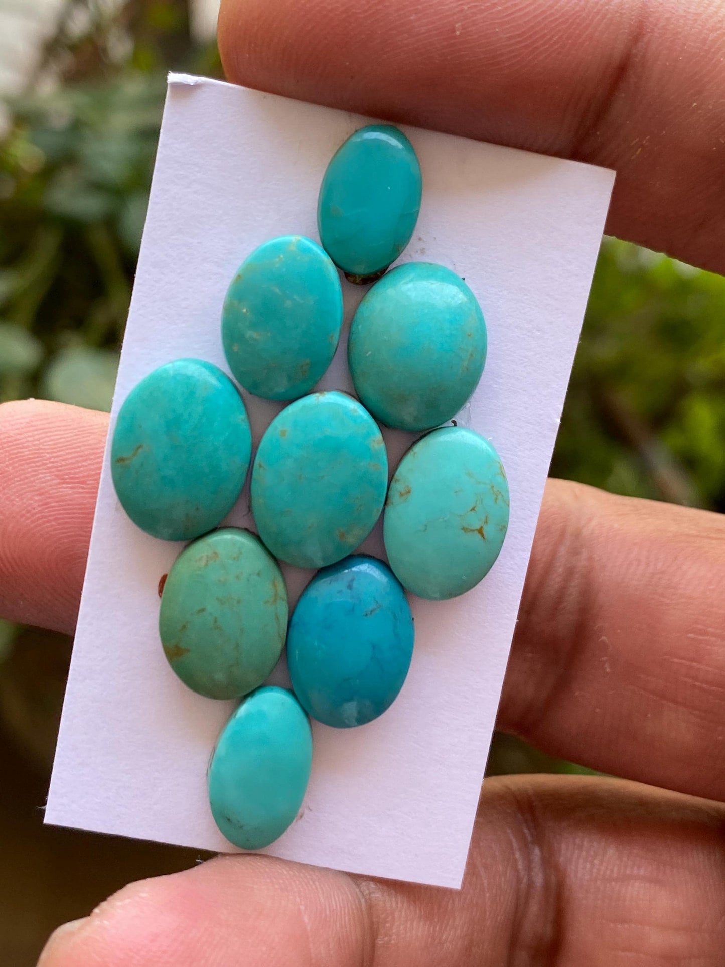 Gorgeous rare Arizona  mines Turquoise cabochons  natural smooth polished ovals pcs 9 wt 35.30 carats 11.2x7mm-13.2x9mm turquoise cabochons