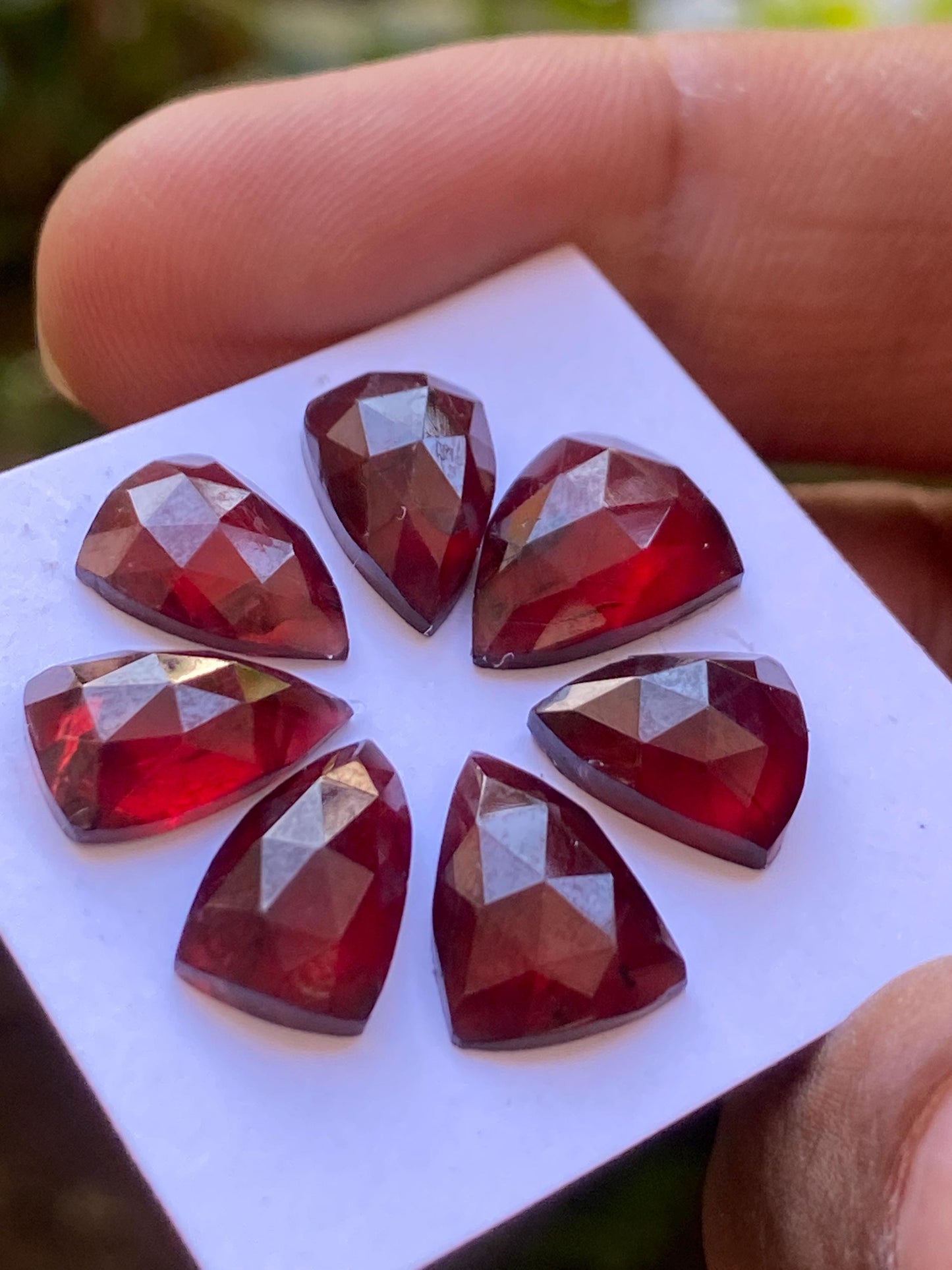 Delightful rare rosecut red garnet shield fancy garnet rosecut 10x8.9mm-12x7.9mm pcs 7 wt 26.80 cts shield orange garnet rosecut