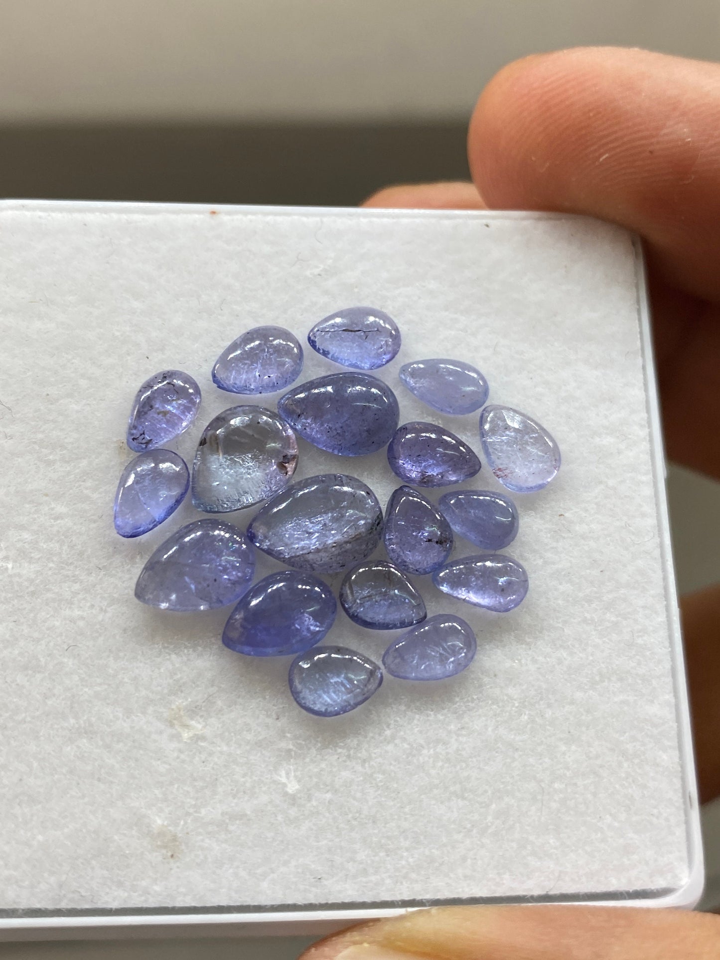 Tanzanite pear cabochons wholesale lot pcs 18 wt 12 carats size 5x4mm-9x6mm good quality tanzanite cabochons