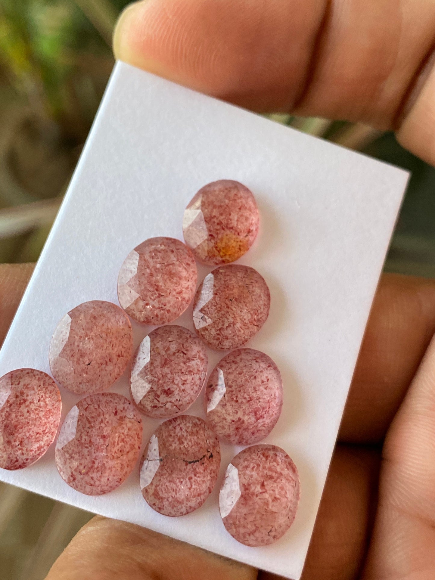 Fascinating Strawberry quartz rosecut wt 29 carats pcs 10 beautiful pink strawberry quartz rosecut good size 11x8-11x9mm quartz rosecut gems