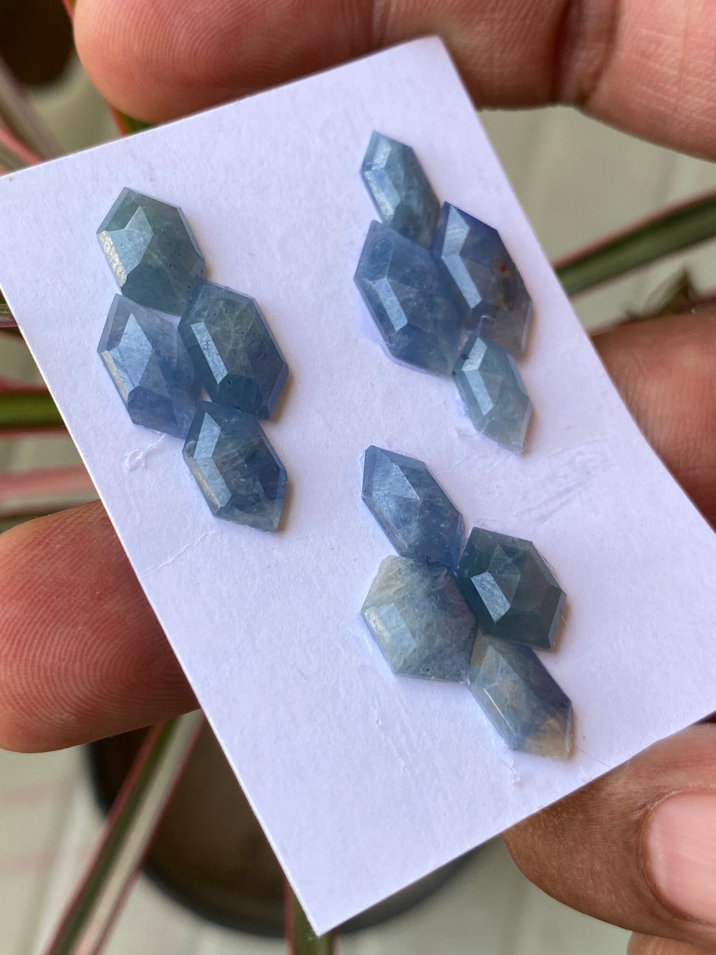 Alluring Rare sky blue sapphire hexagon step cuts  wt 30 cts pcs 12 size 10x5.5-14x7.5mm blue sapphire stepcut hexagon flatback