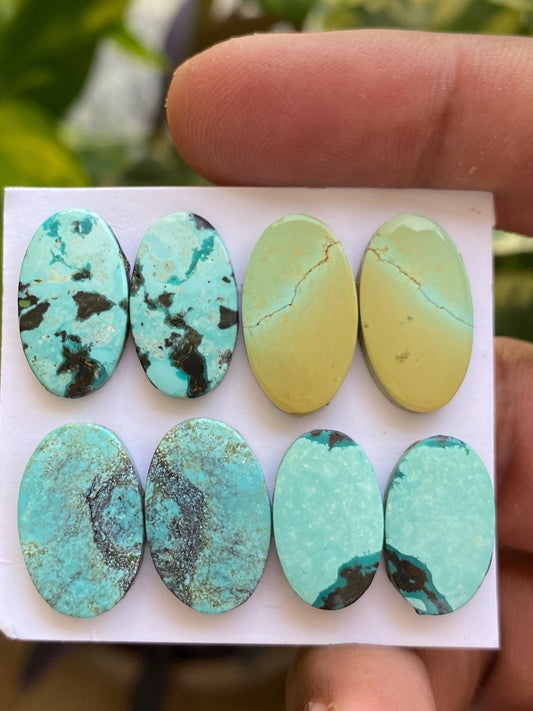 Rare Turquoise pair natural hubei mines rare pattern  smooth turquoise pcs 8 wt 56  carats good size 17x10-20x11mm turquoise earrings supply