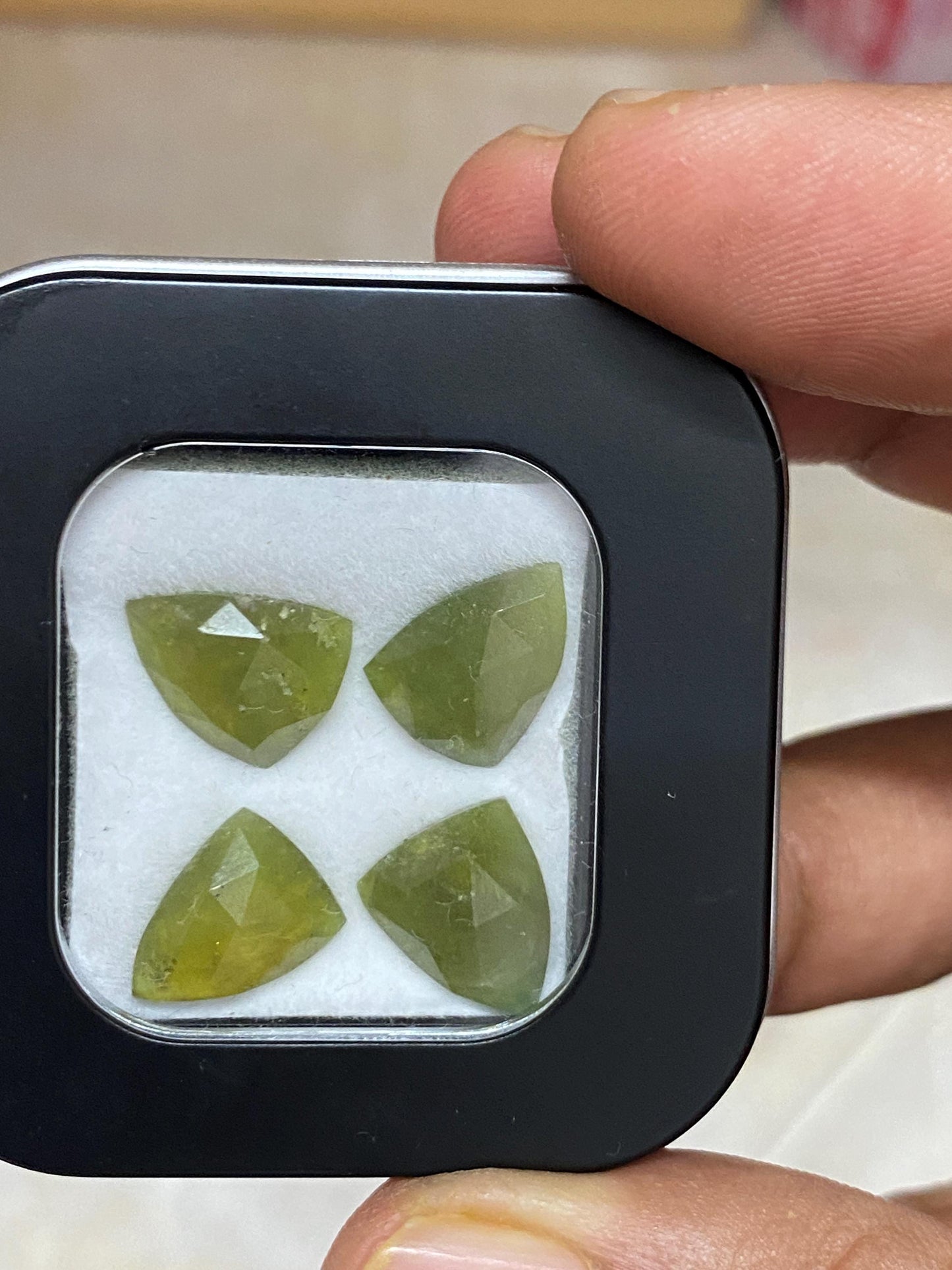 Stunning vesuvianite Shield and trillion rosecut idocrase rosecut wholesale lot weight 14.50 carats pcs 4 size 12x9mm   flatback gems